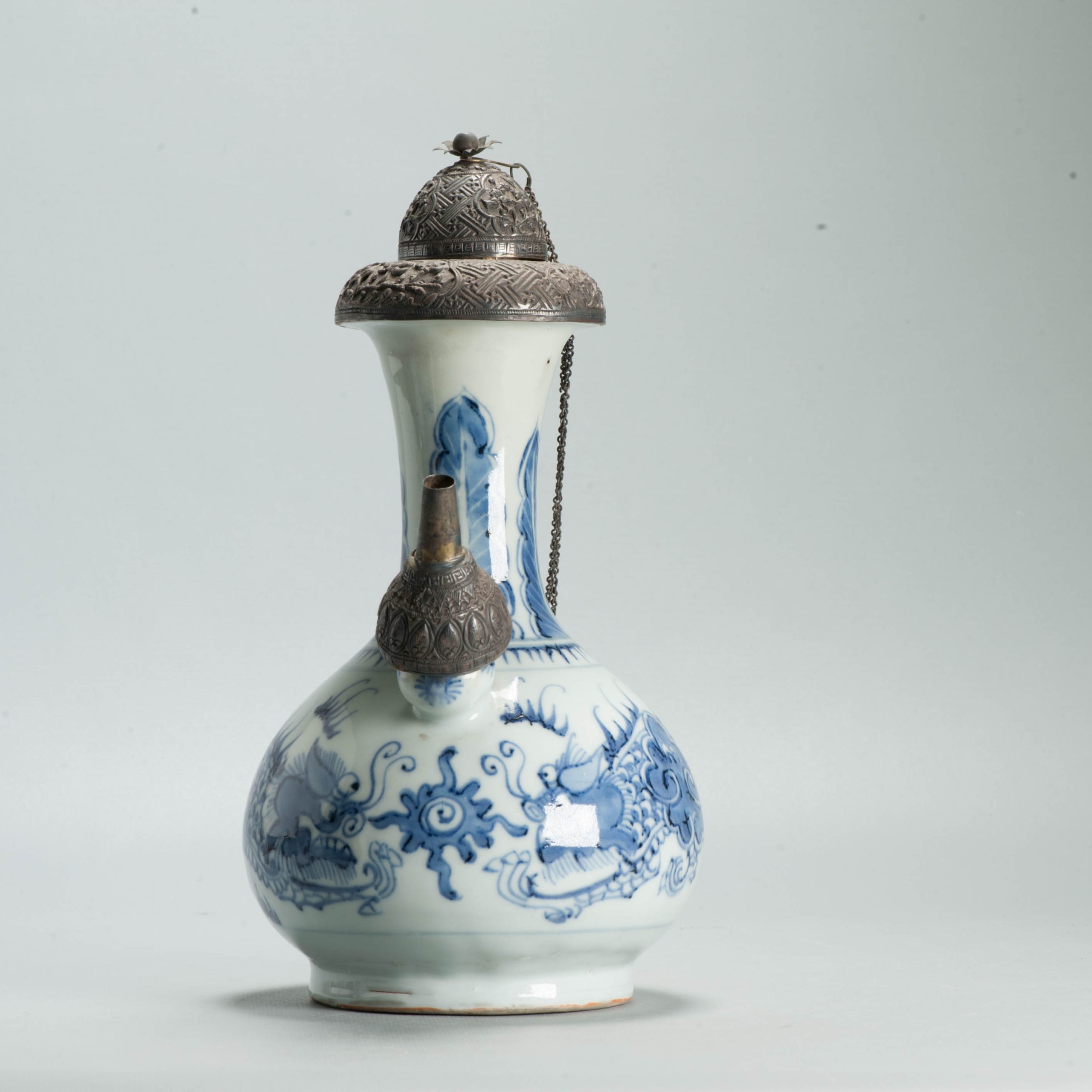Antique Chinese Kendi Ghendi 18th c with Fenghuang Flowers Porcelain China - 图片 7