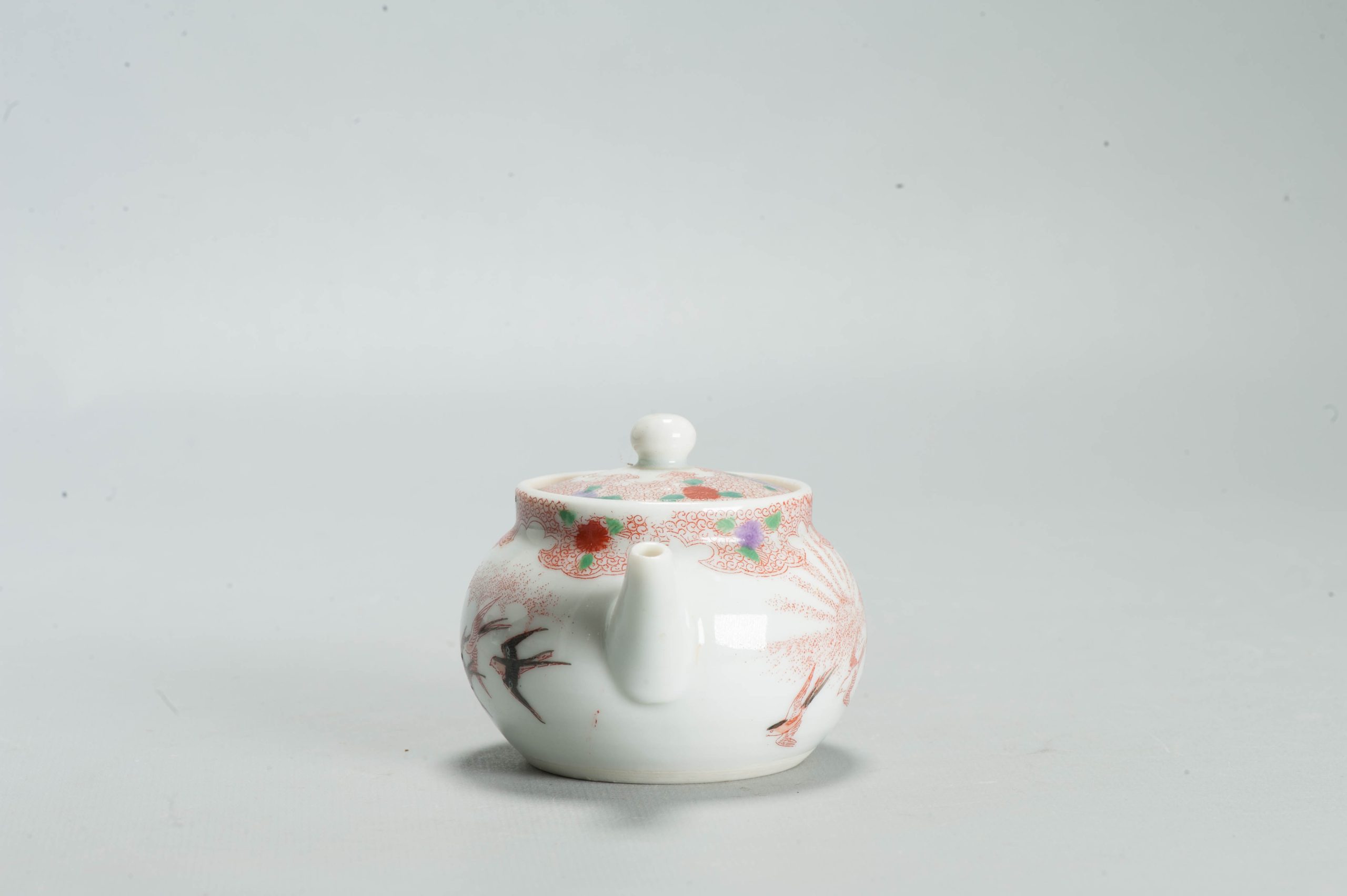 Antique 19th/20th c Period Japanese Porcelain Kutani Teapot with Birds - Image 13