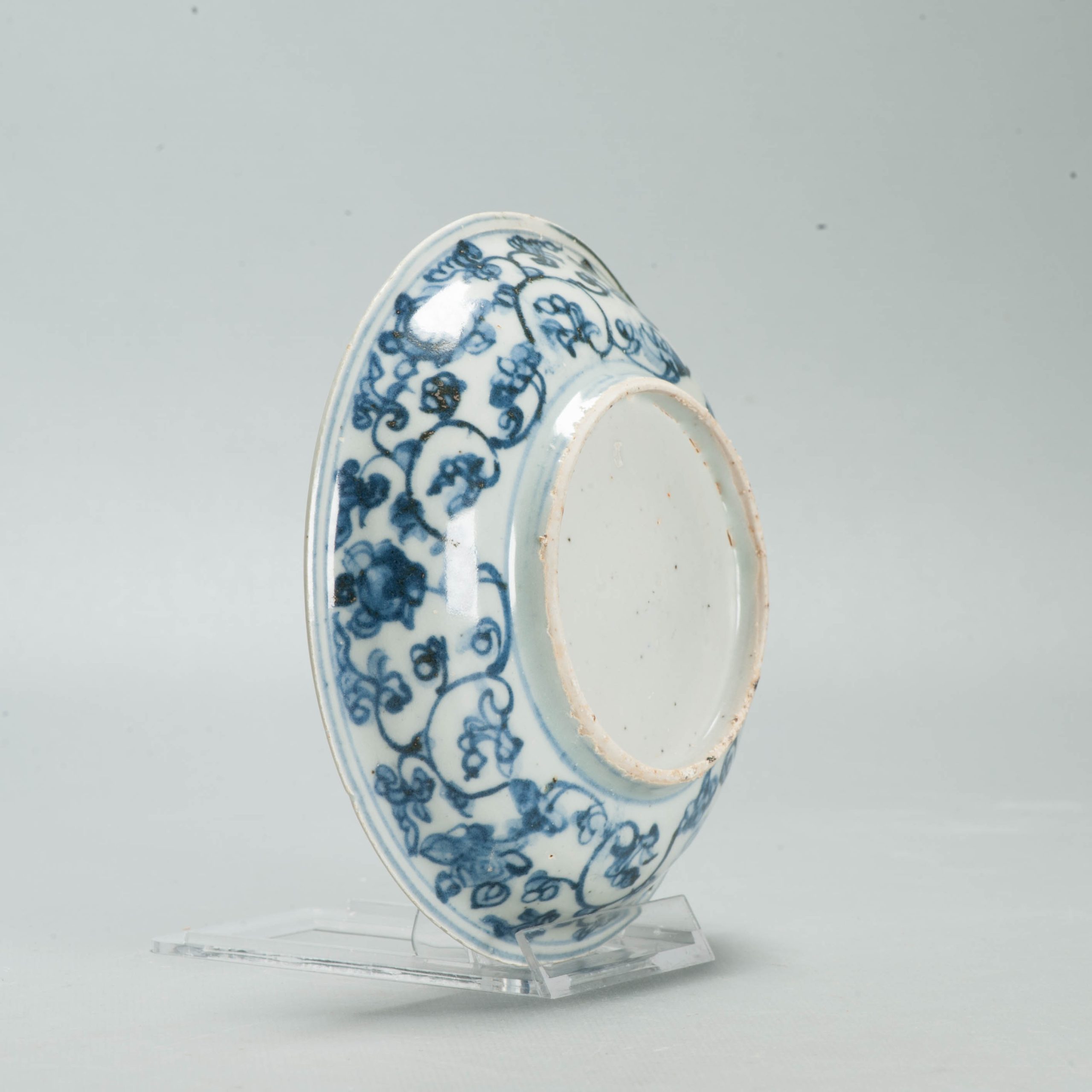 Antique Ming Hongzhi Zhengde Chinese Blue White Porcelain Floral Plate 16C - Image 13