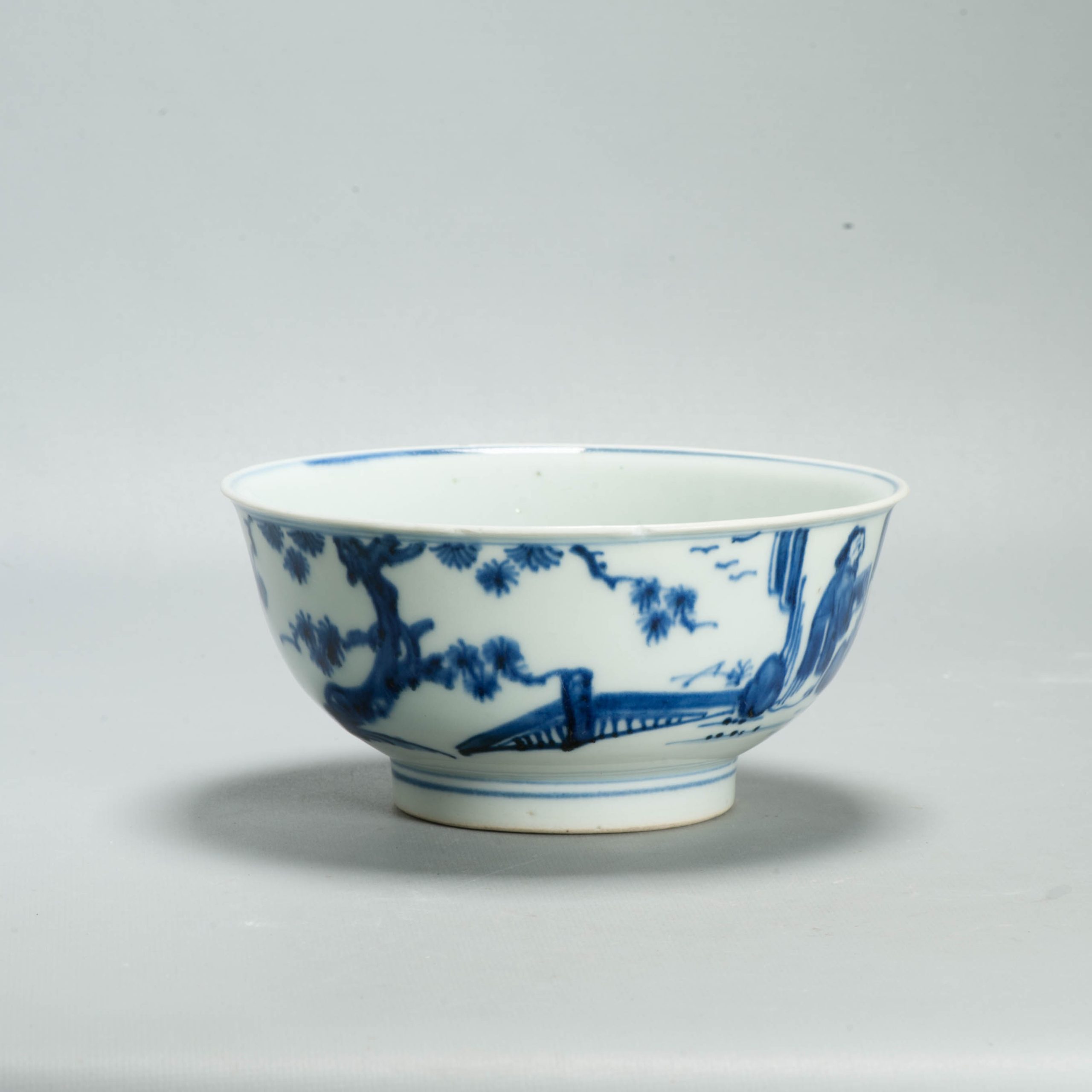 Antique 17th/18th C Chinese Porcelain Bowl / Dish Qilin Cobalt Landscape - 图片 14