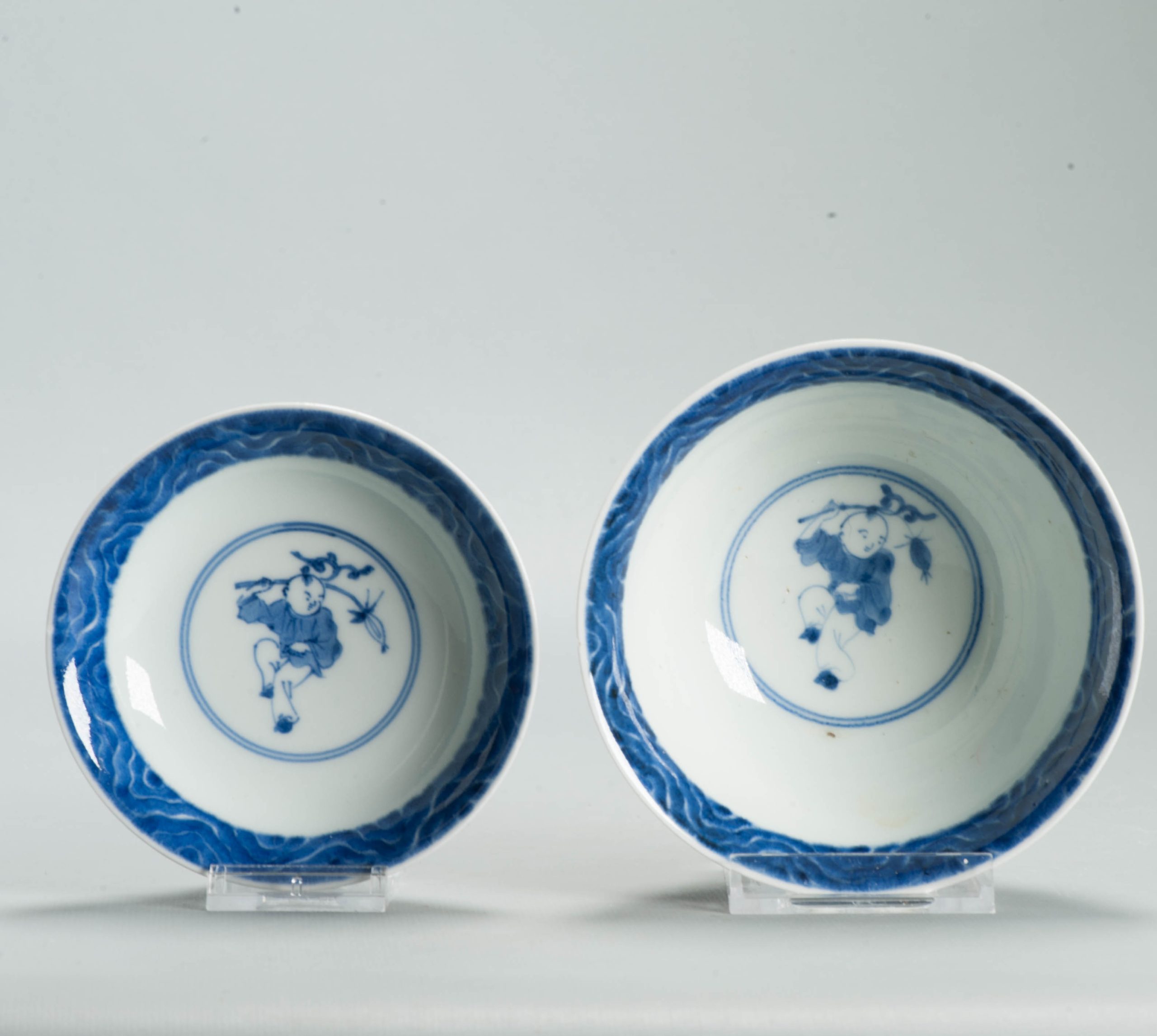 Antique Edo Japanese Arita Blue White Shonzui Gaiwan Covered Tea Bowl - 图片 4