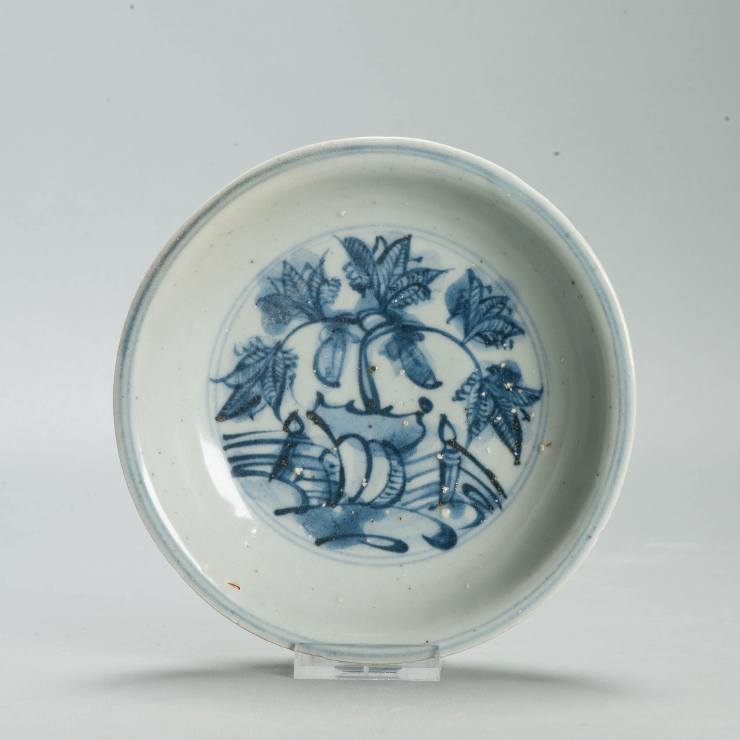 Antique Ming Hongzhi Zhengde Chinese Blue White Porcelain Floral Plate 16C - Image 9