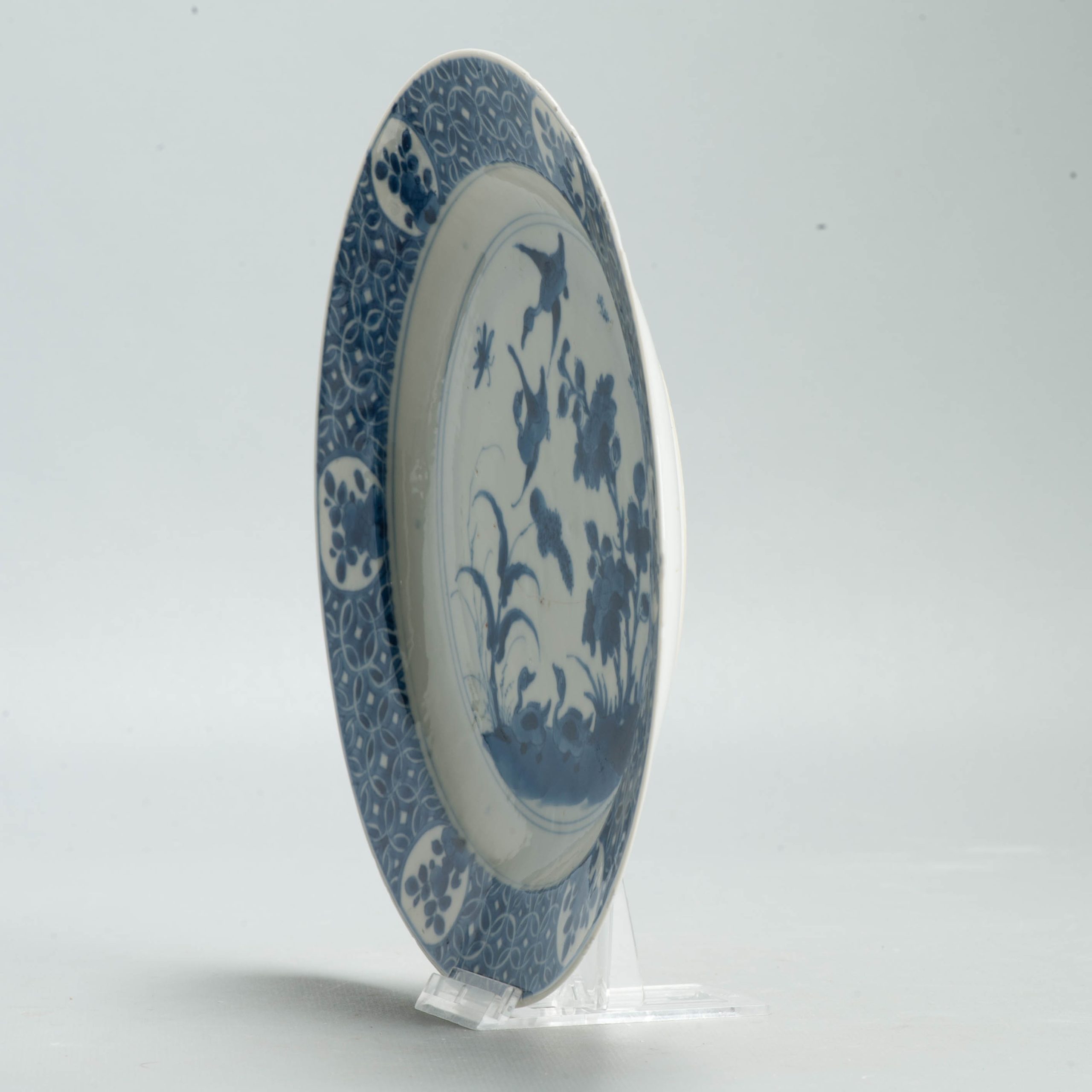 Antique Chinese Porcelain Kangxi Period Plate Dish Ducks Flowers Marked - 图片 11