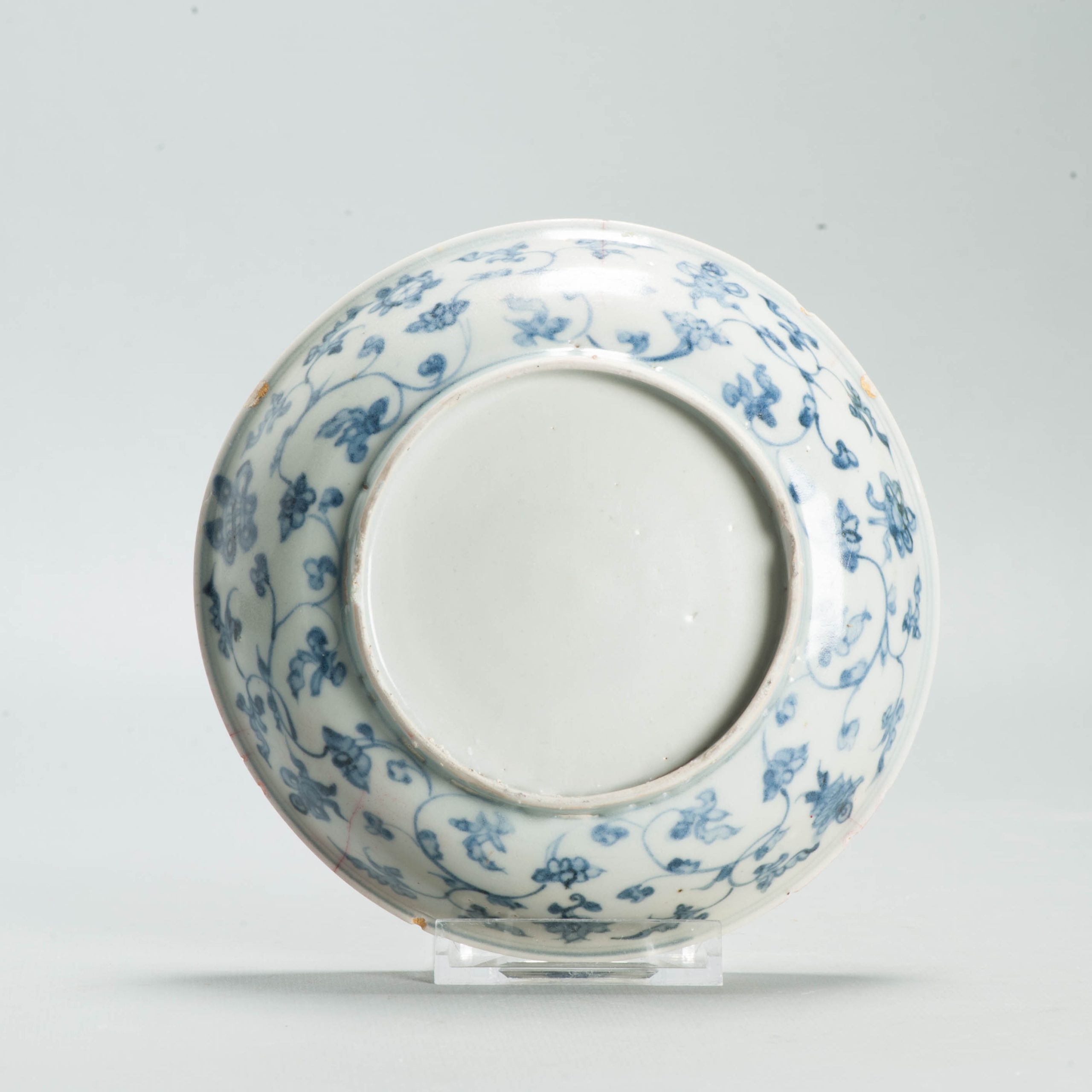 Antique Ming Hongzhi Zhengde Chinese Blue White Porcelain Garden Plate 16C - 图片 4