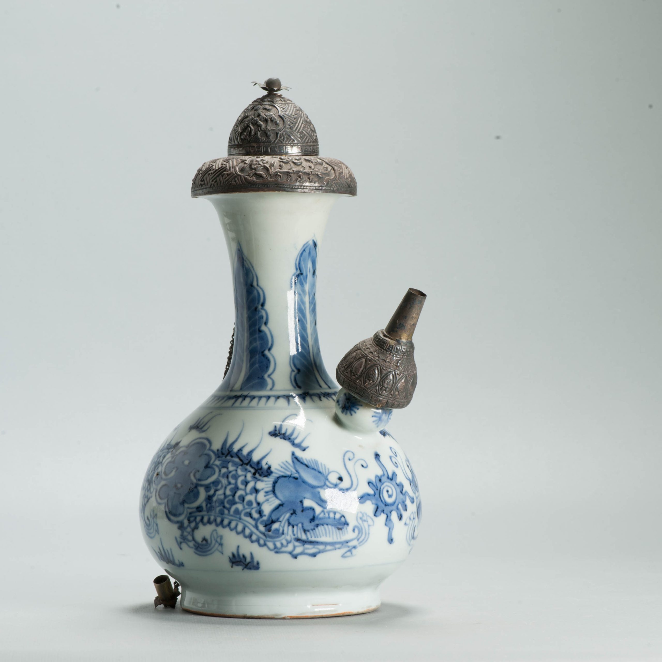 Antique Chinese Kendi Ghendi 18th c with Fenghuang Flowers Porcelain China - 图片 9
