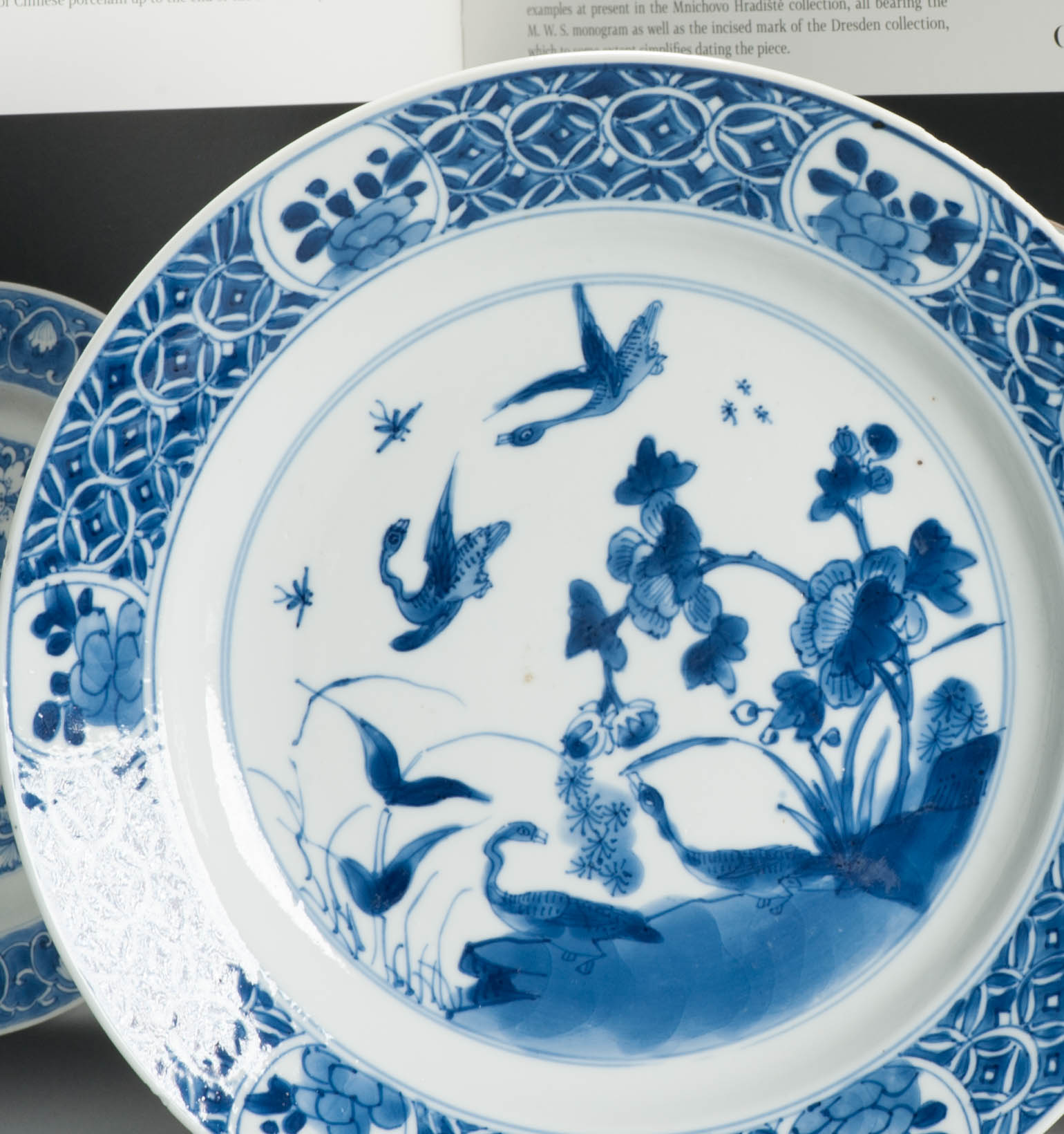 Antique Chinese Porcelain Kangxi Period Plate Dish Ducks Flowers Marked - Image 4