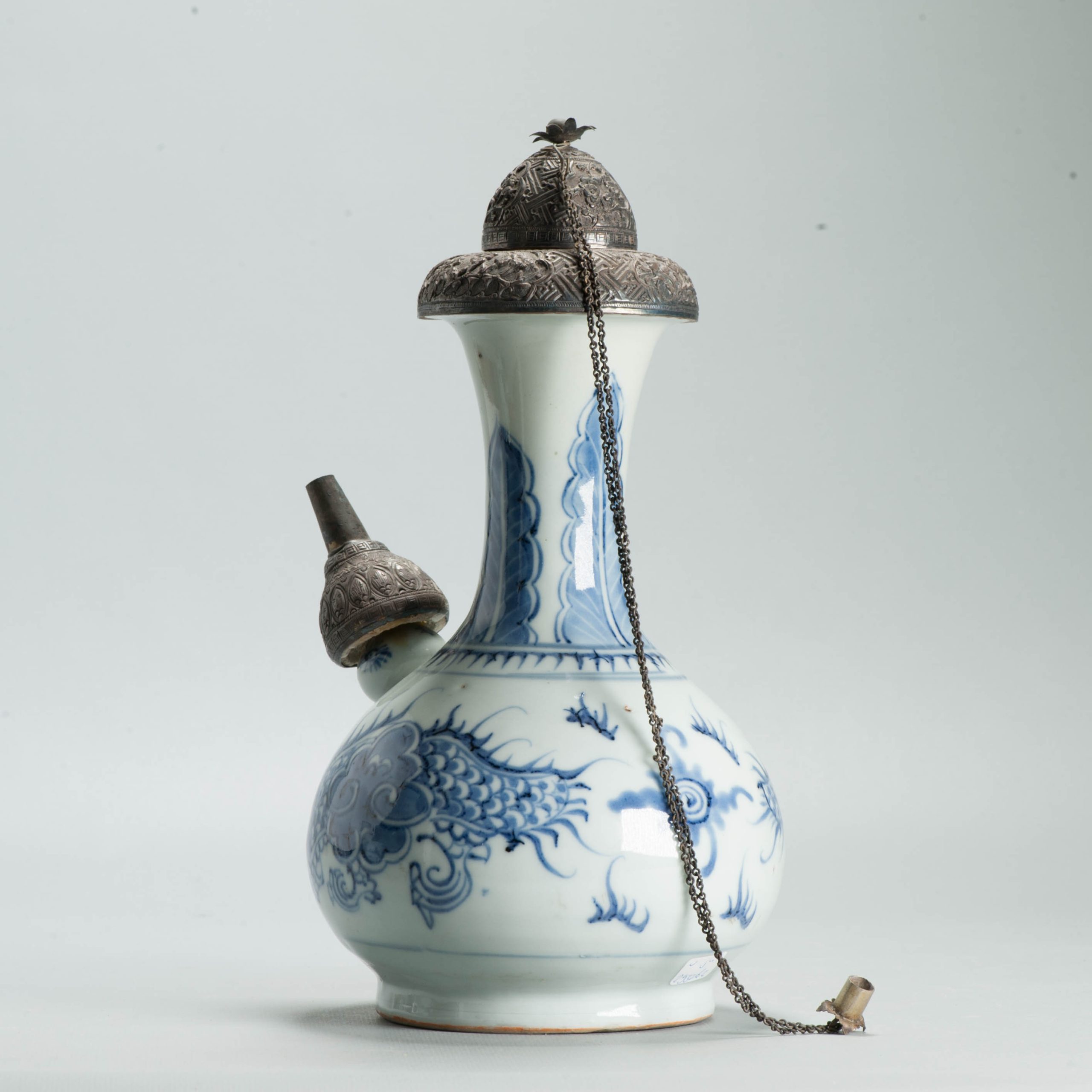 Antique Chinese Kendi Ghendi 18th c with Fenghuang Flowers Porcelain China - 图片 15