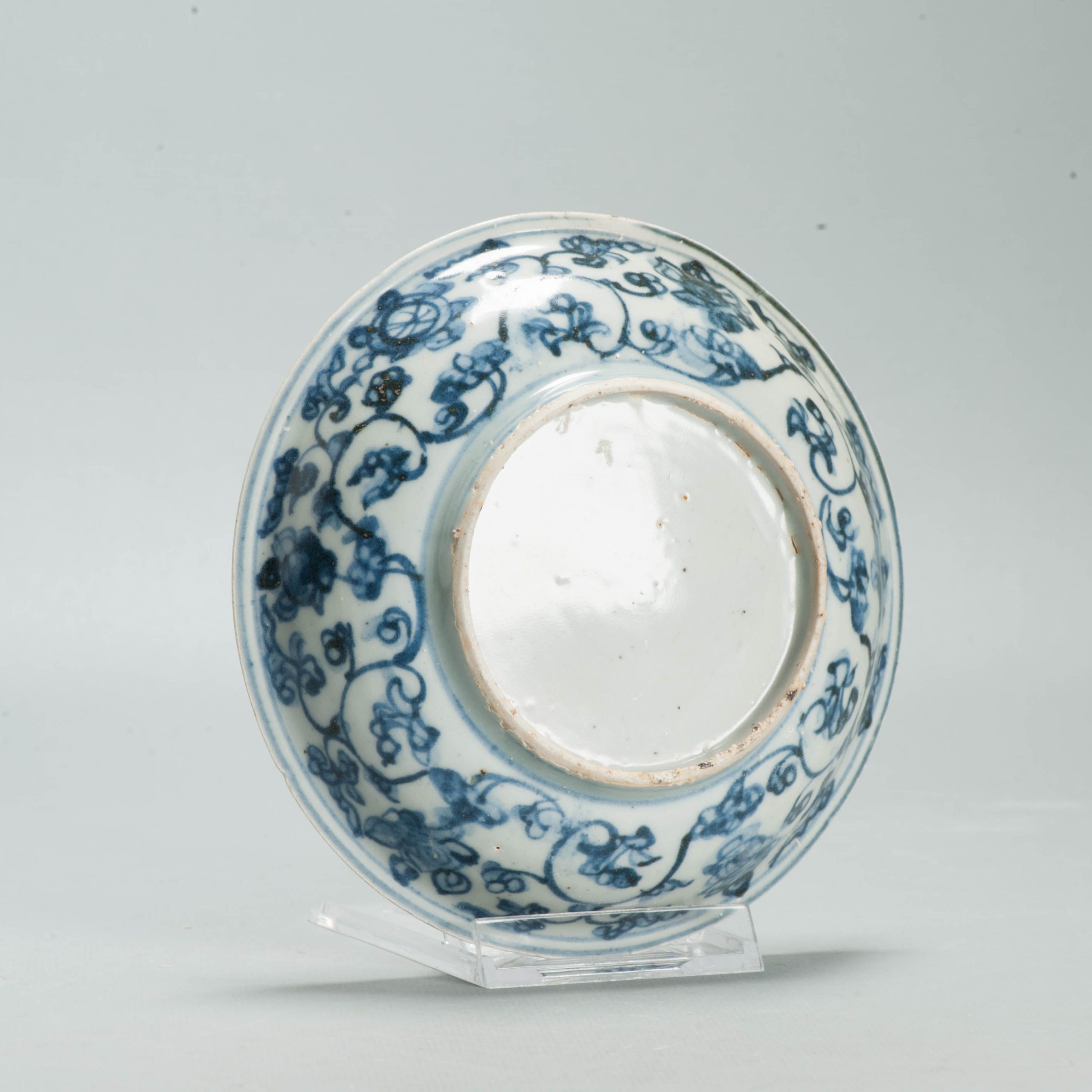 Antique Ming Hongzhi Zhengde Chinese Blue White Porcelain Floral Plate 16C - Image 14
