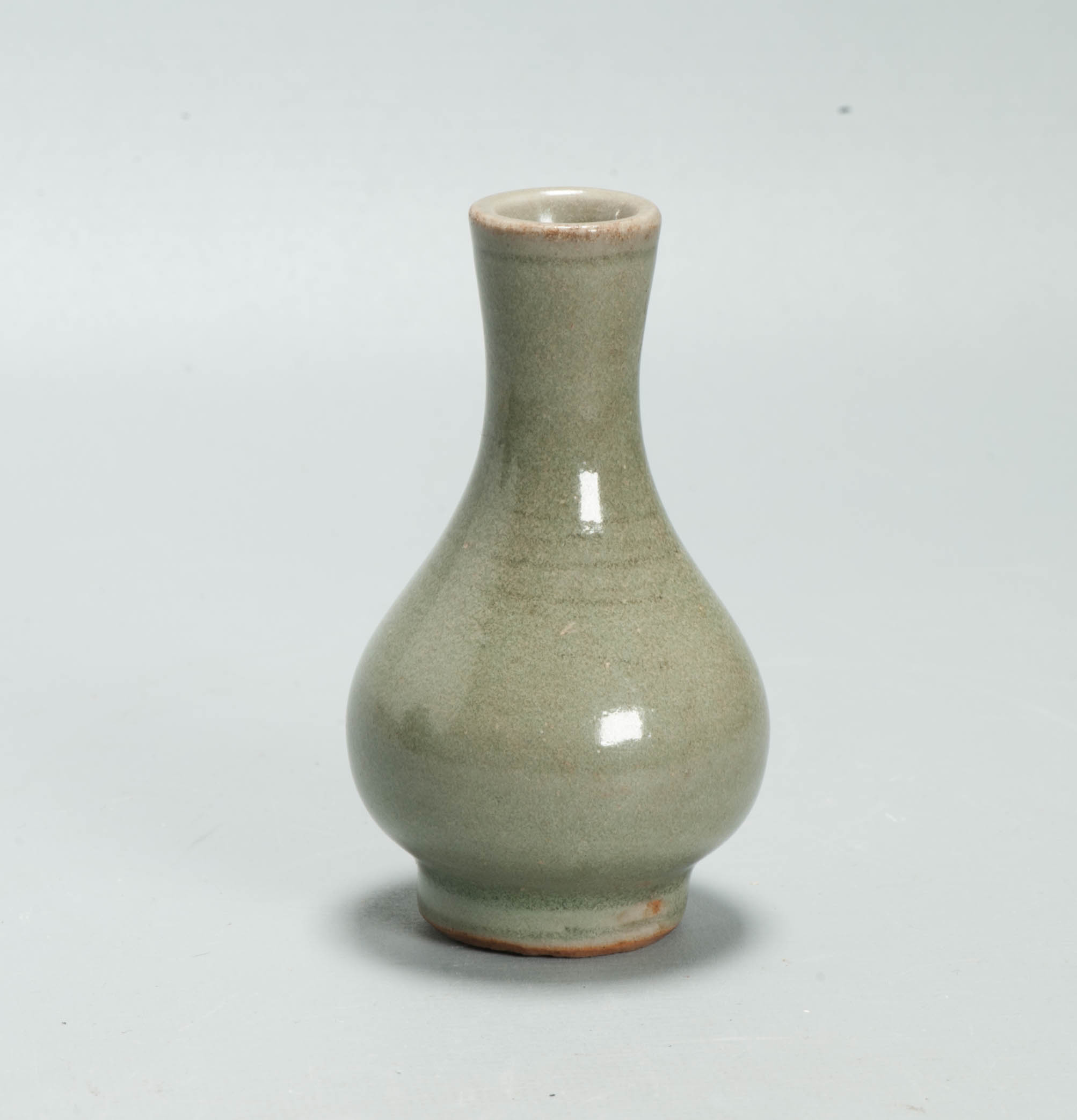 Small Antique Chinese Ming Period Longquan Celadon Pear-Shaped Bottle Vase China - Image 2