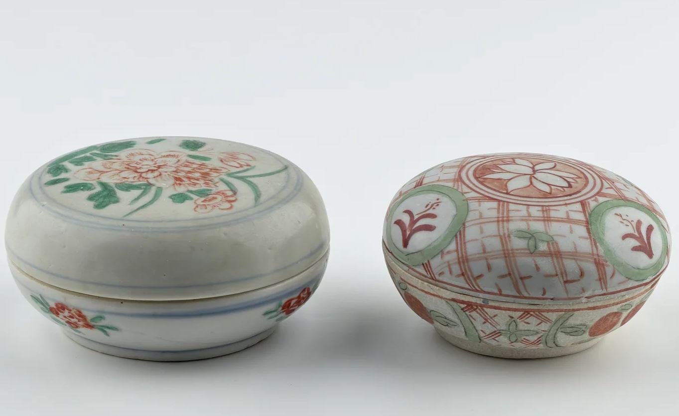 Antique Chinese Ming Swatow Zhangzhou Porcelain Covered Box Wucai 16th 17th C - 图片 3