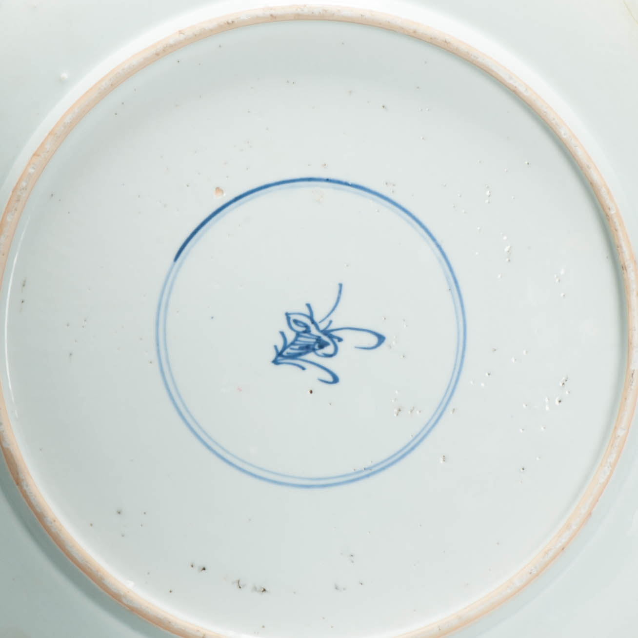 Antique Chinese Kangxi Blue White Porcelain Large Charger Floral Dish Marked - Image 5
