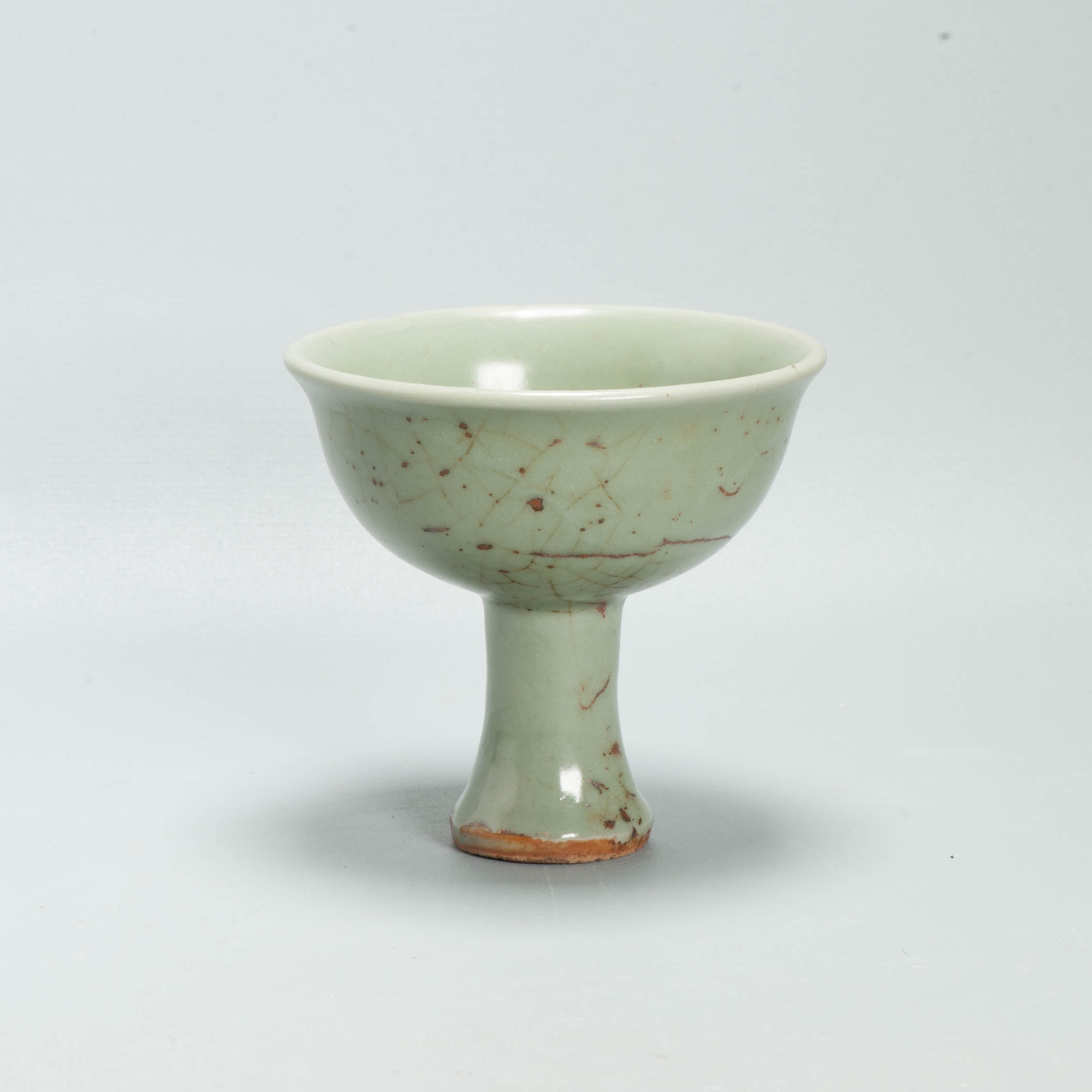 Antique Chinese Yuan or Ming period Celadon Longquan Stem Cup Ming - Image 3