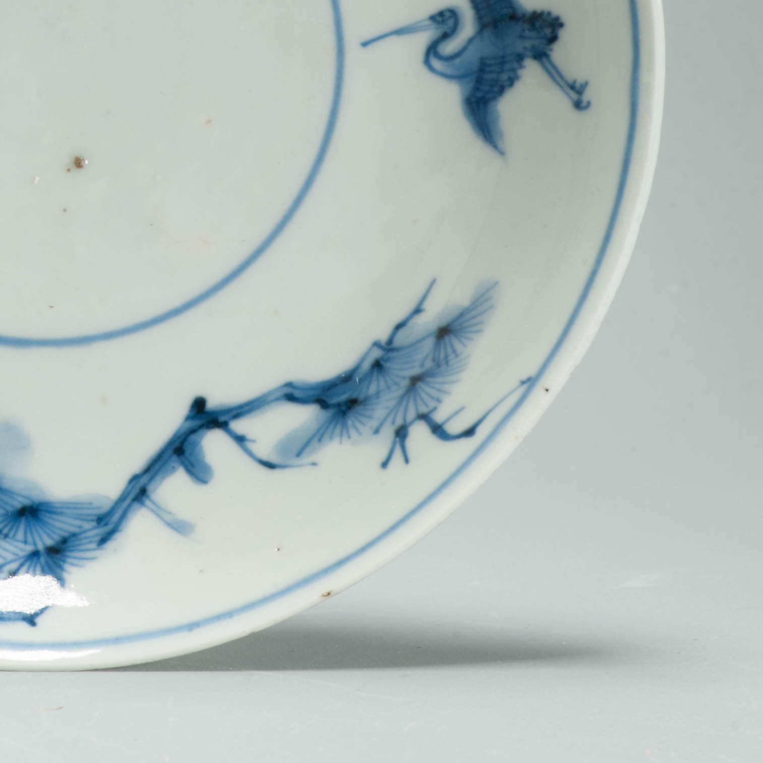 Antique Chinese Ming Kosometsuke Porcelain Plate Blue White Cranes Pine 17th C - Image 7
