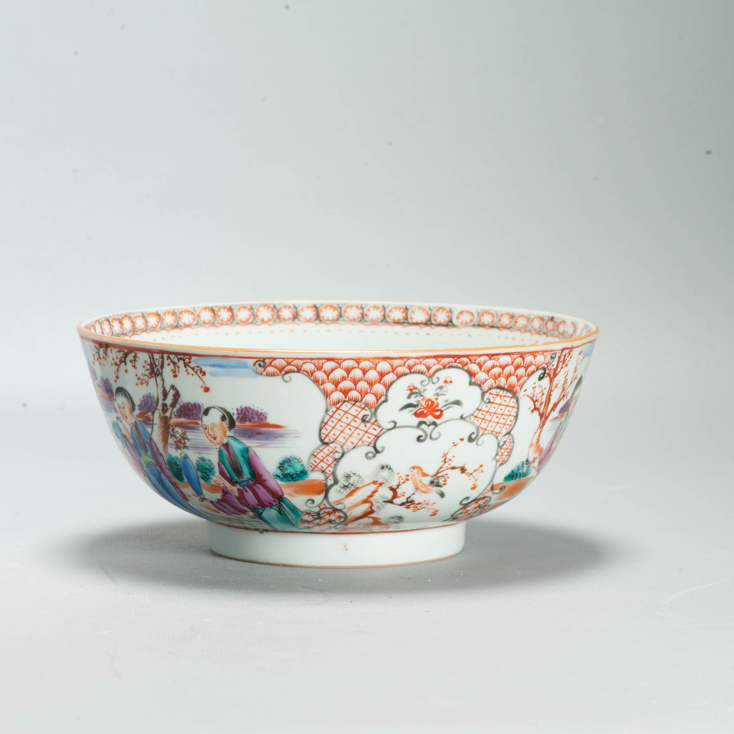Antique 1740-1750 Chinese Porcelain Bowl China Figural Rose Qianlong Period - Image 5
