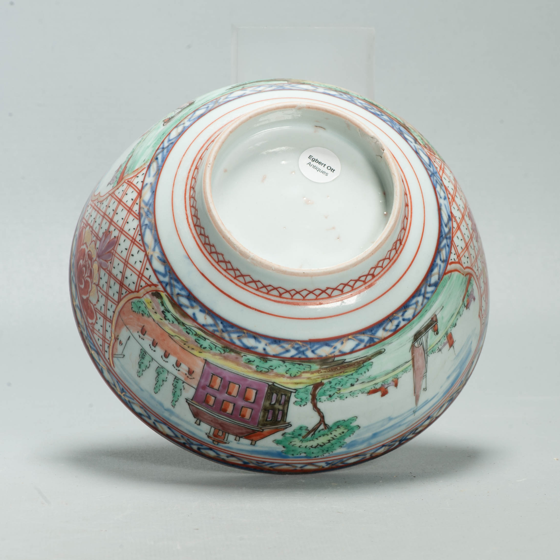 Antique Dutch-decorated Chinese Landscape Topography Bowl, circa 1730-1740 - Image 21