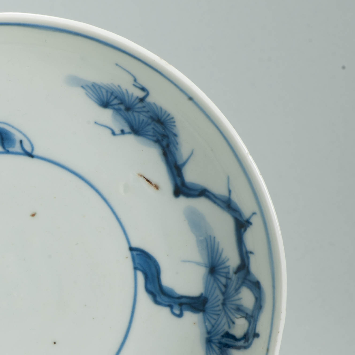 Antique Chinese Ming Kosometsuke Porcelain Plate Blue White Cranes Pine 17th C - Image 6