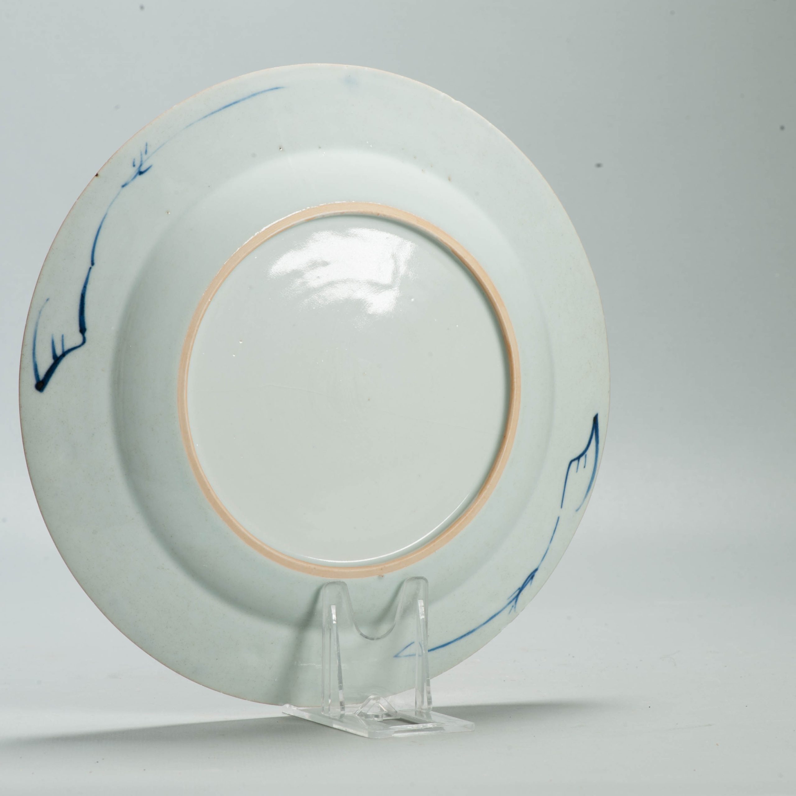 Antique ca 1700 Kangxi Blue and White Floral dish Chinese Porcelain Marked Base - 图片 8