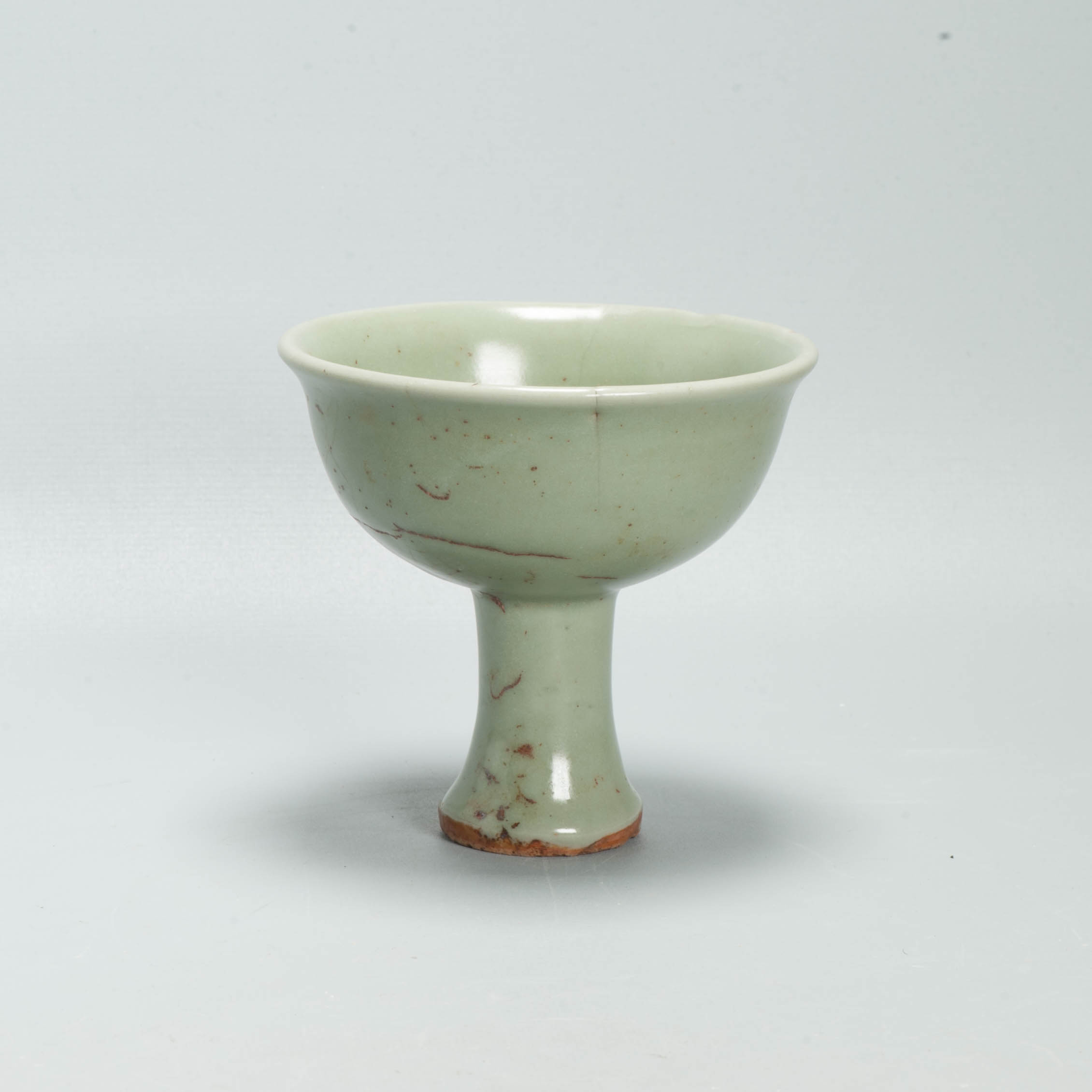 Antique Chinese Yuan or Ming period Celadon Longquan Stem Cup Ming - Image 4