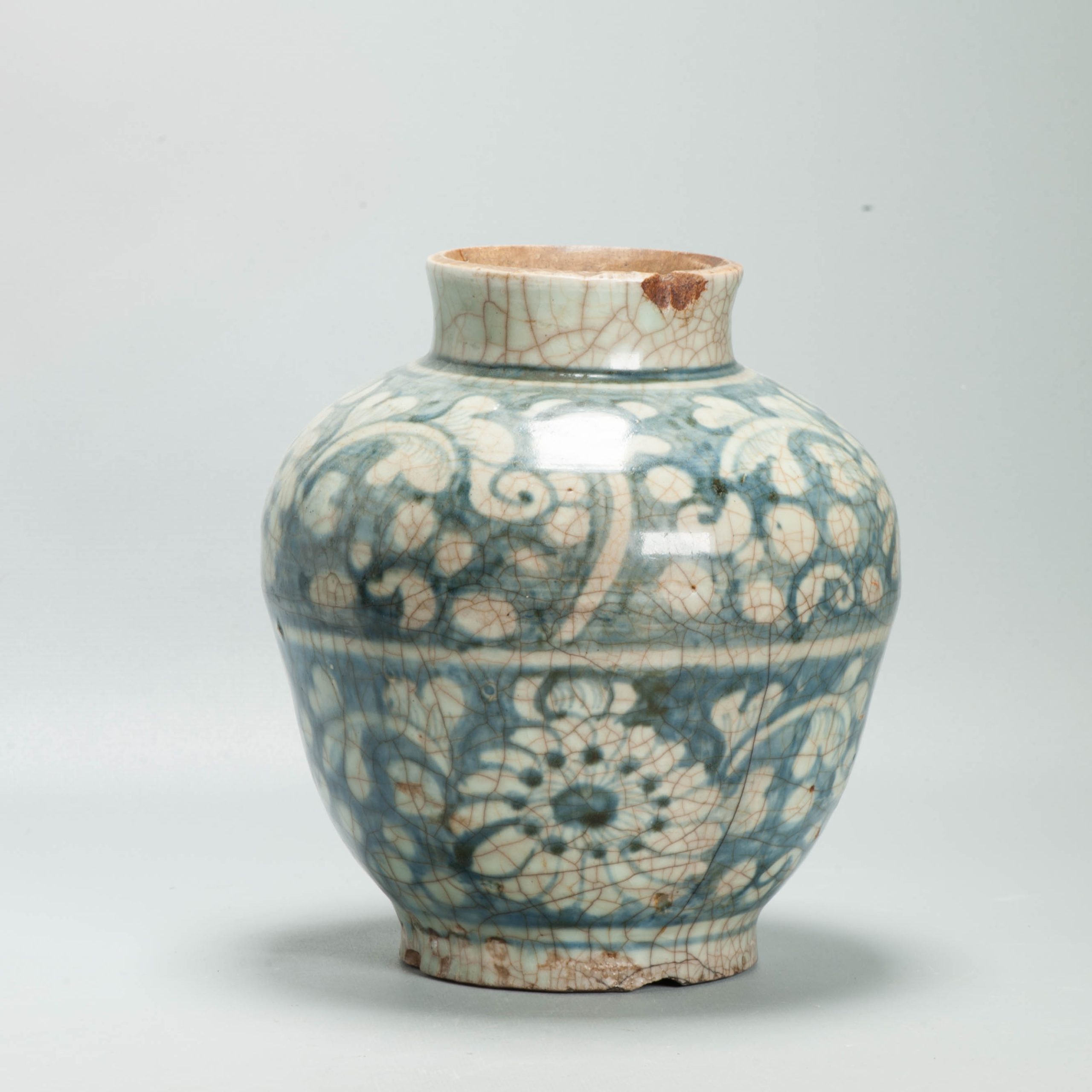 Antique Chinese Zhangzhou Swatow Blue White Porcelain Jar Ming 16th 17th Century - Image 9
