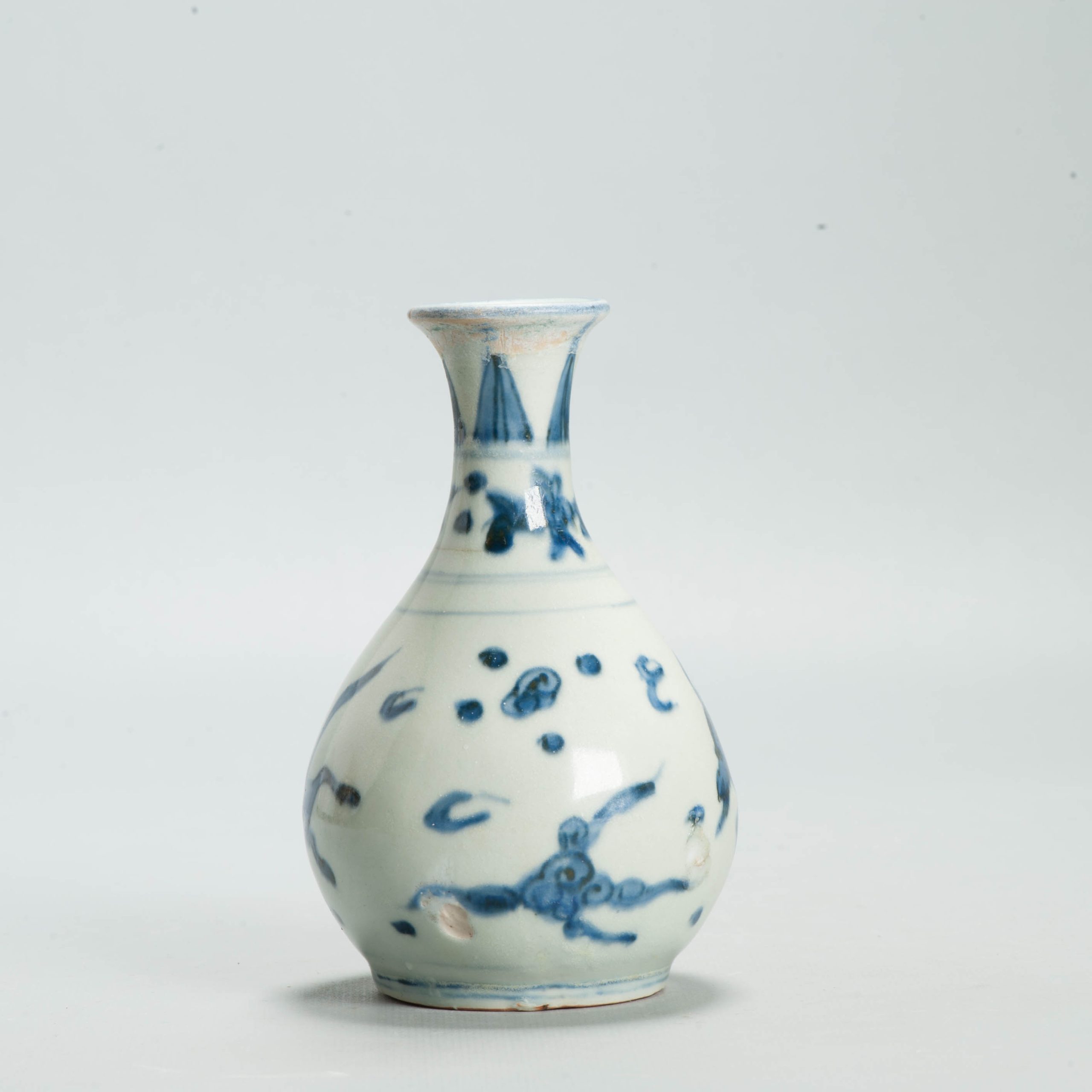 Antique Chinese Ming Blue White Porcelain Bottle Vase Flying Horse 17th C - 图片 7
