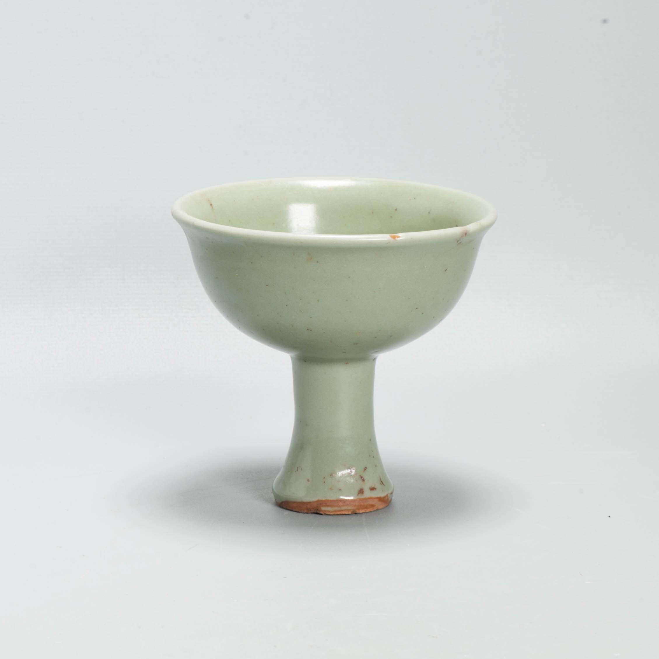 Antique Chinese Yuan or Ming period Celadon Longquan Stem Cup Ming - Image 2