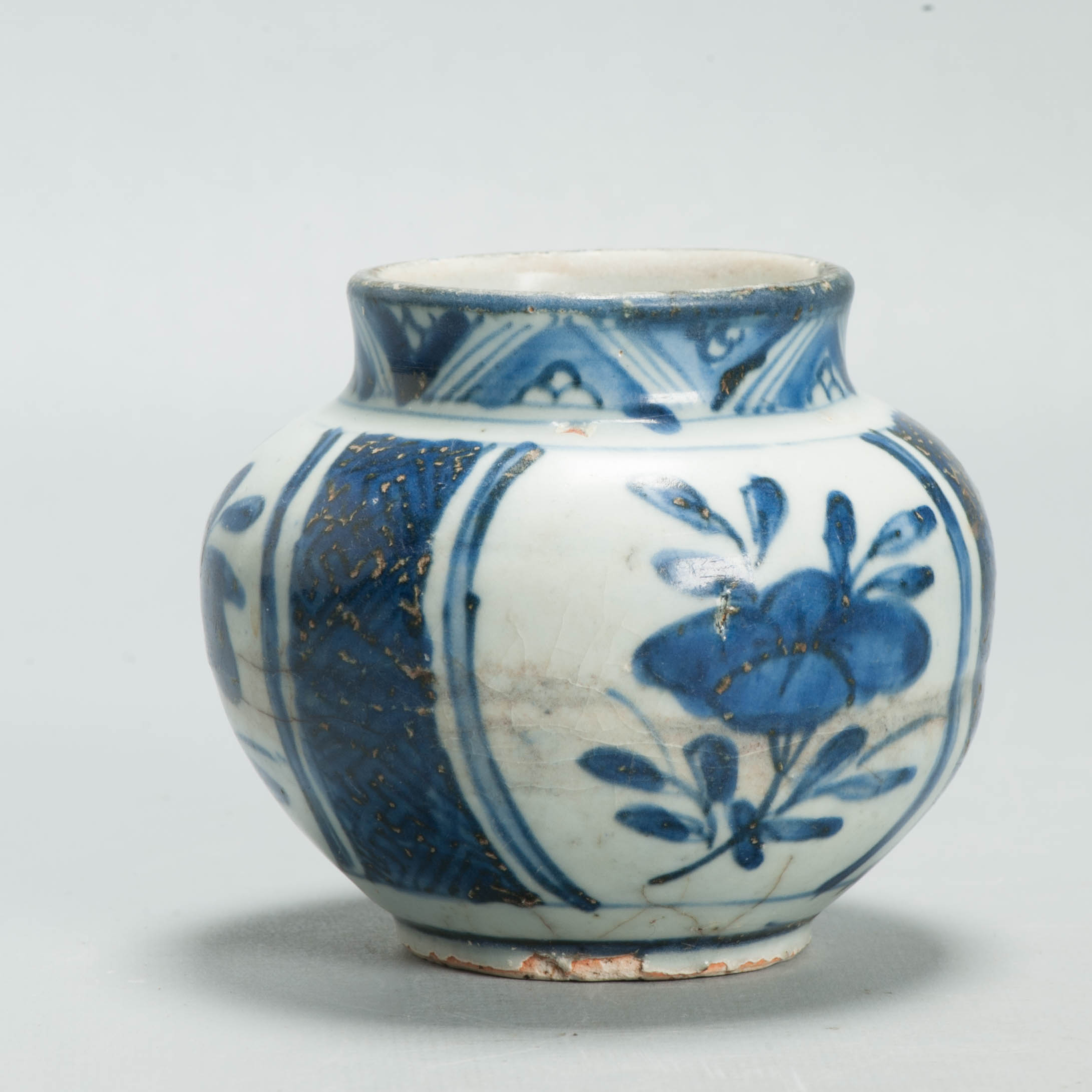 Antique Chinese Ming Kraak Blue White Porcelain Floral Jar Wanli Era c.1600–1640 - 图片 8