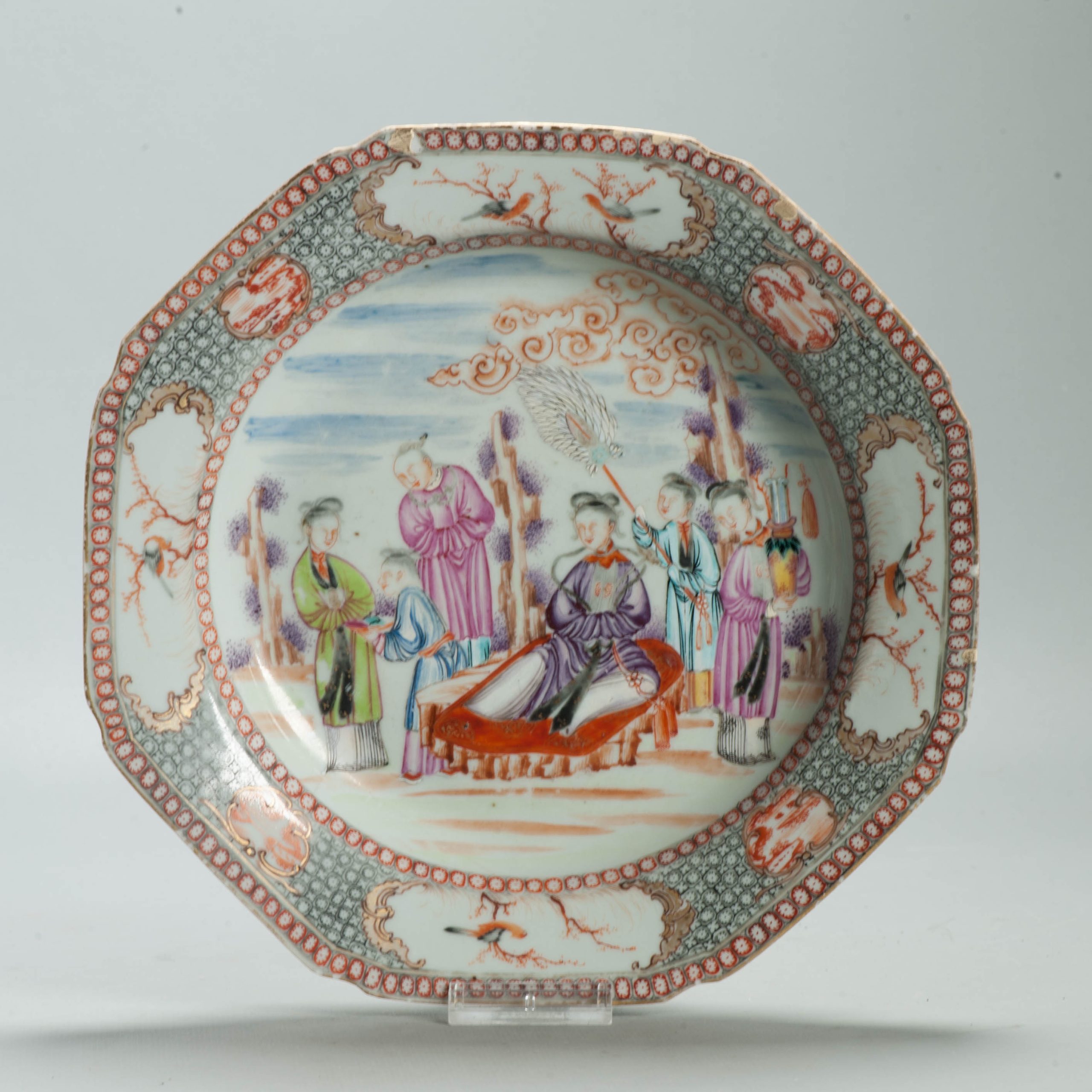 Antique 1740 Chinese Porcelain Rose Plate Qianlong Period China Good Provenance