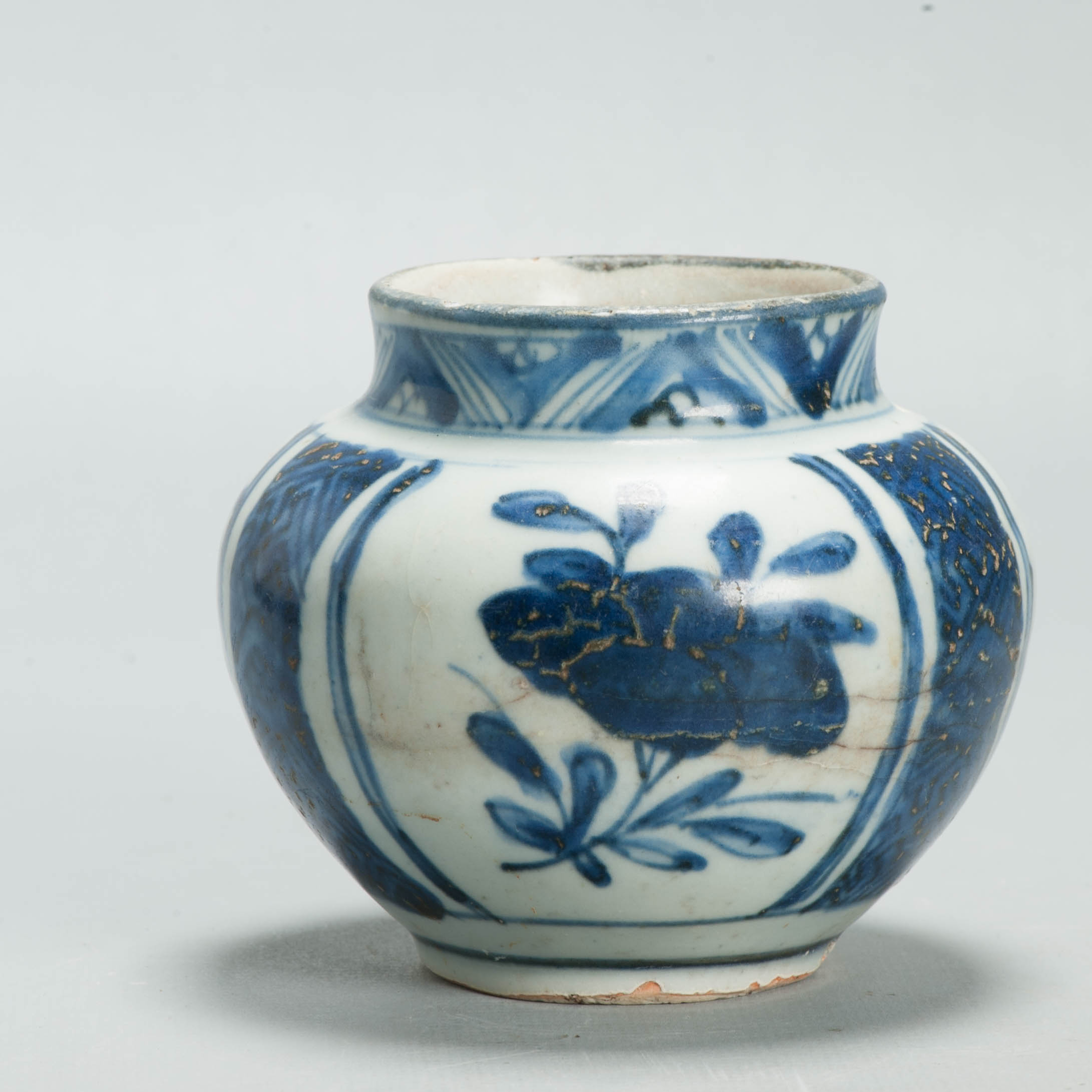 Antique Chinese Ming Kraak Blue White Porcelain Floral Jar Wanli Era c.1600–1640 - 图片 5