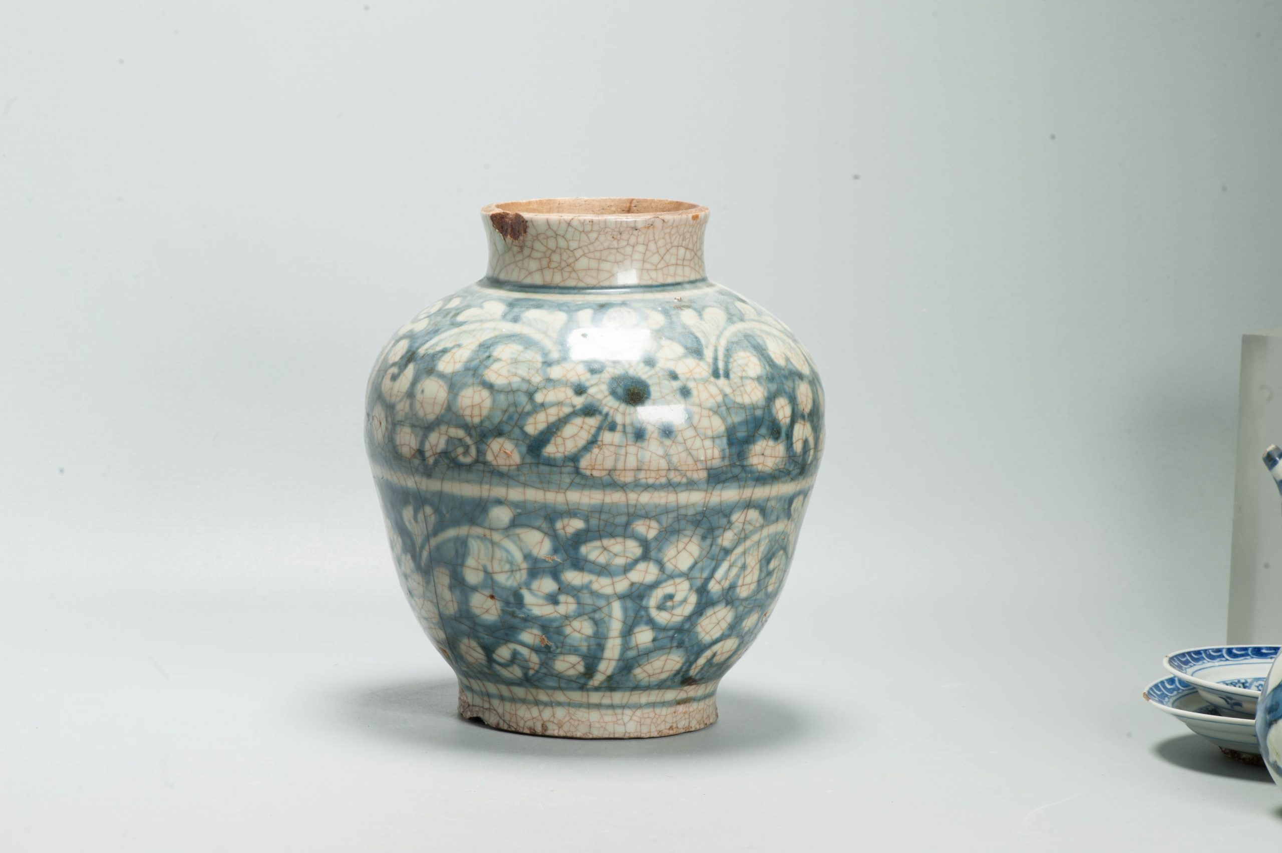 Antique Chinese Zhangzhou Swatow Blue White Porcelain Jar Ming 16th 17th Century - Image 2