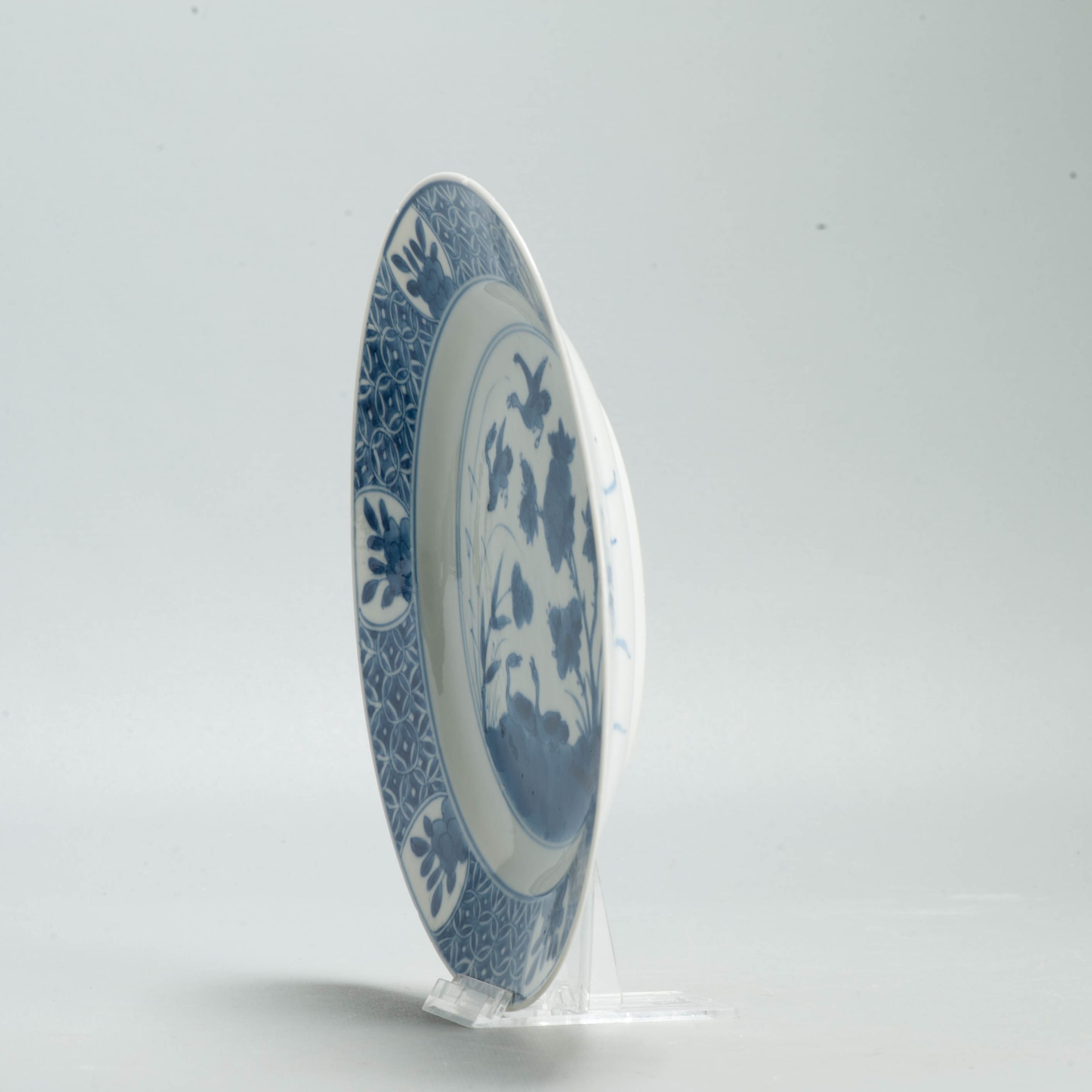 Antique Chinese Kangxi Blue & White Porcelain Dish Ducks Flying c.1700 - 图片 12