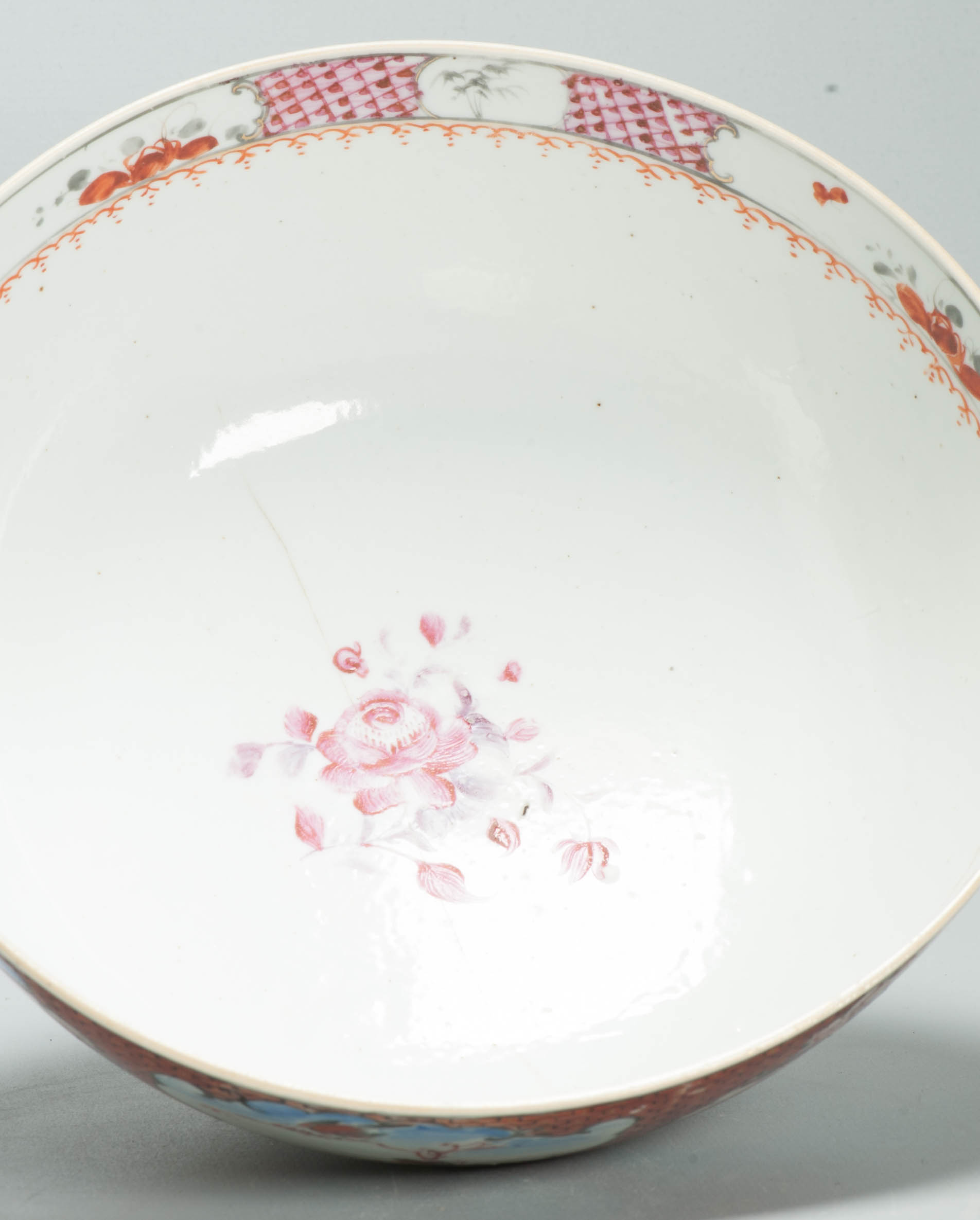 Antique Chinese Qianlong Famille Rose Porcelain Bowl Mandarin Scene 18th Century - Image 16