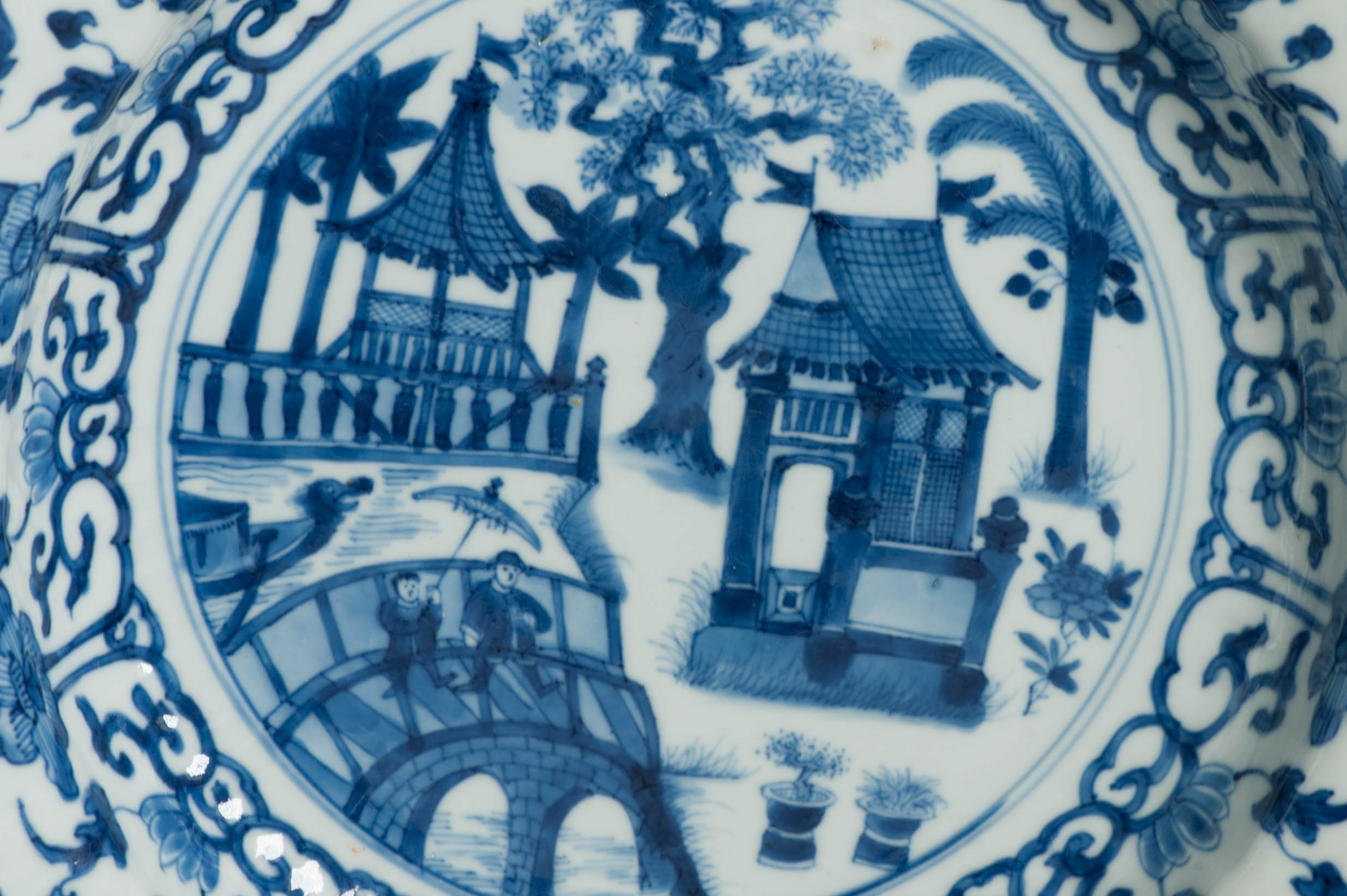 Very Rare Antique Chinese Kangxi Blue & White Porcelain Batavia City Dish - 图片 2