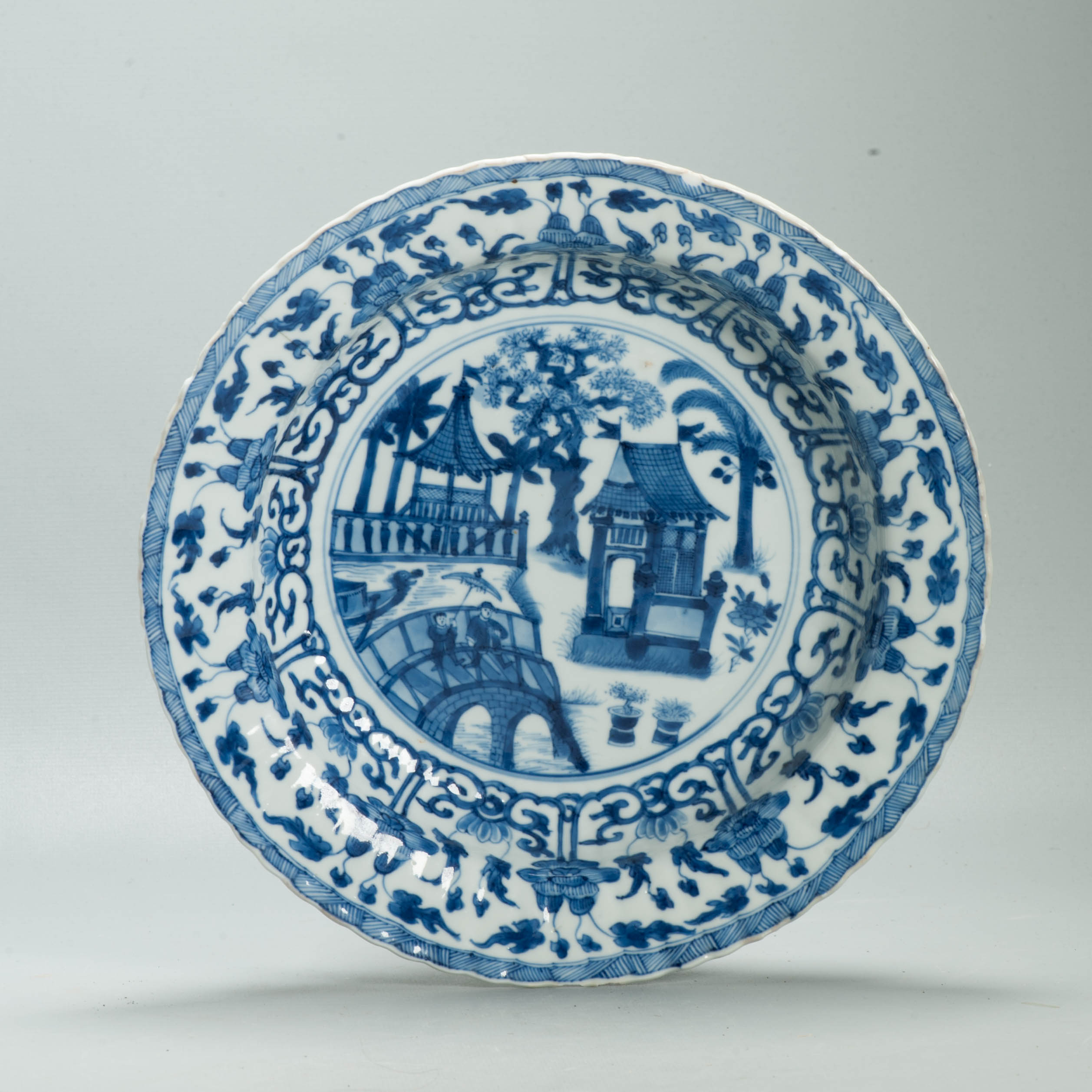 Very Rare Antique Chinese Kangxi Blue & White Porcelain Batavia City Dish - 图片 12