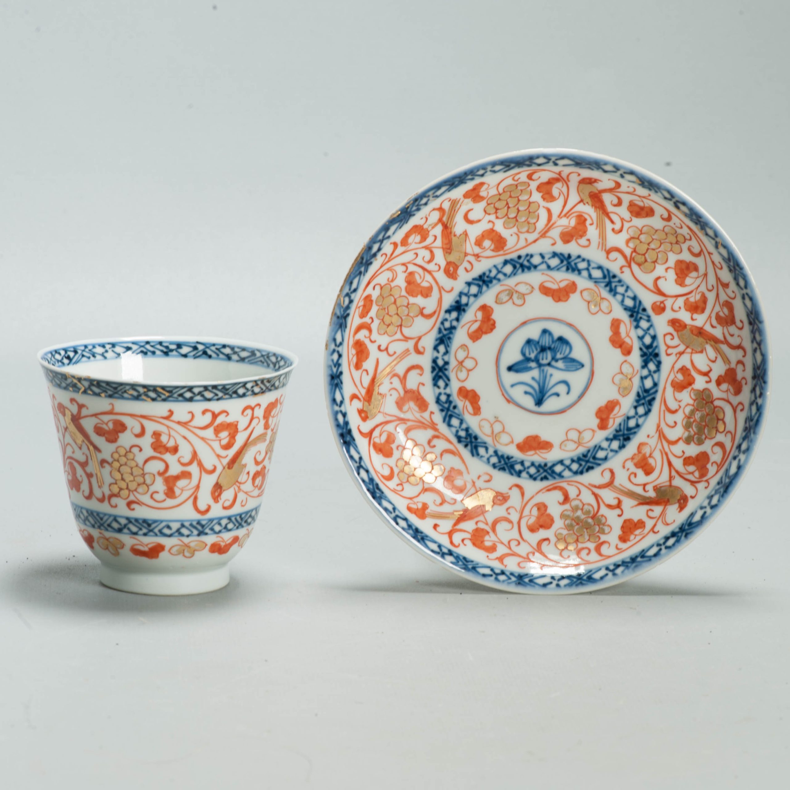 Antique Kangxi Qing Chinese Porcelain Haussmaler Decorated Chocolate Cup Germany - 图片 8