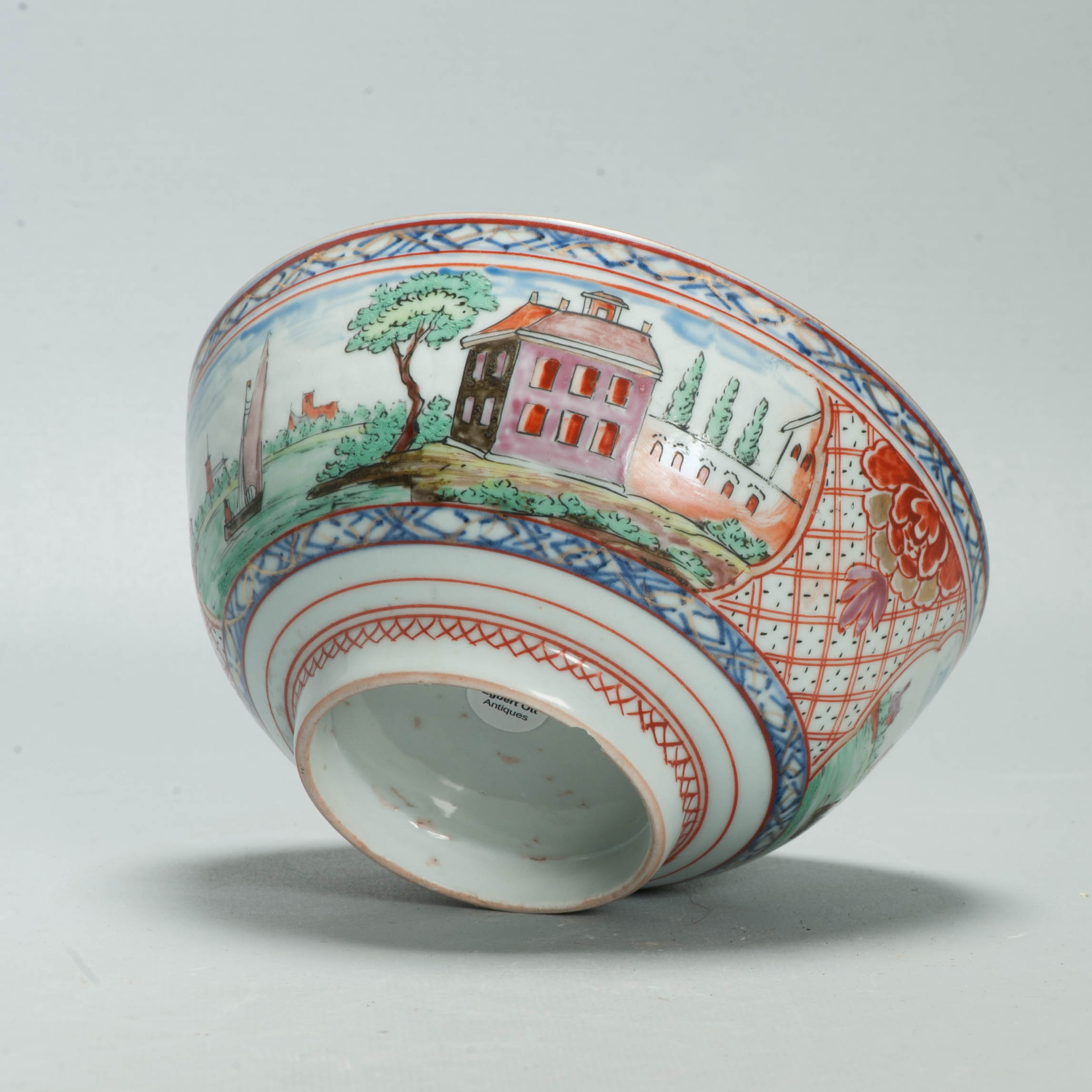 Antique Dutch-decorated Chinese Landscape Topography Bowl, circa 1730-1740 - Image 20