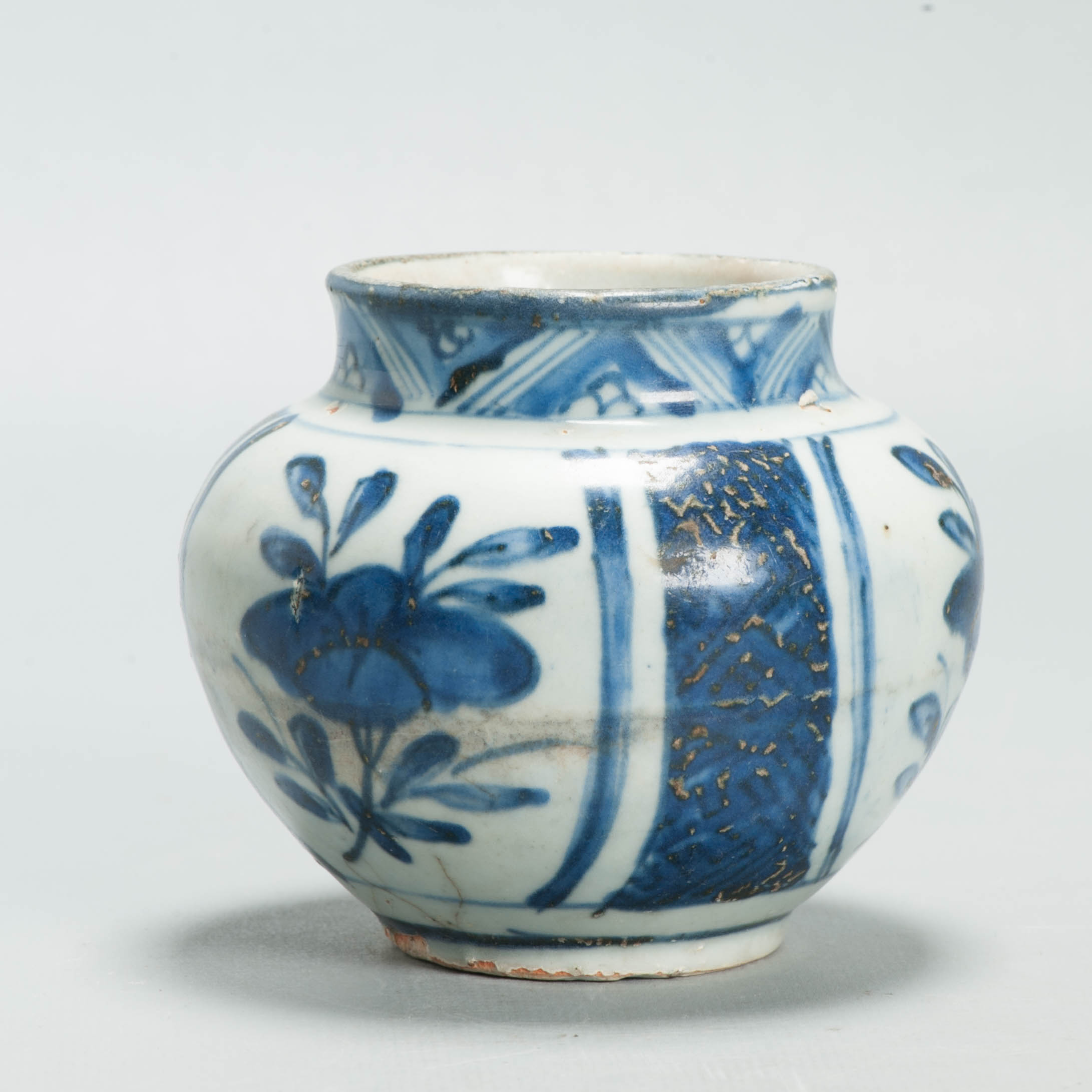 Antique Chinese Ming Kraak Blue White Porcelain Floral Jar Wanli Era c.1600–1640 - 图片 9