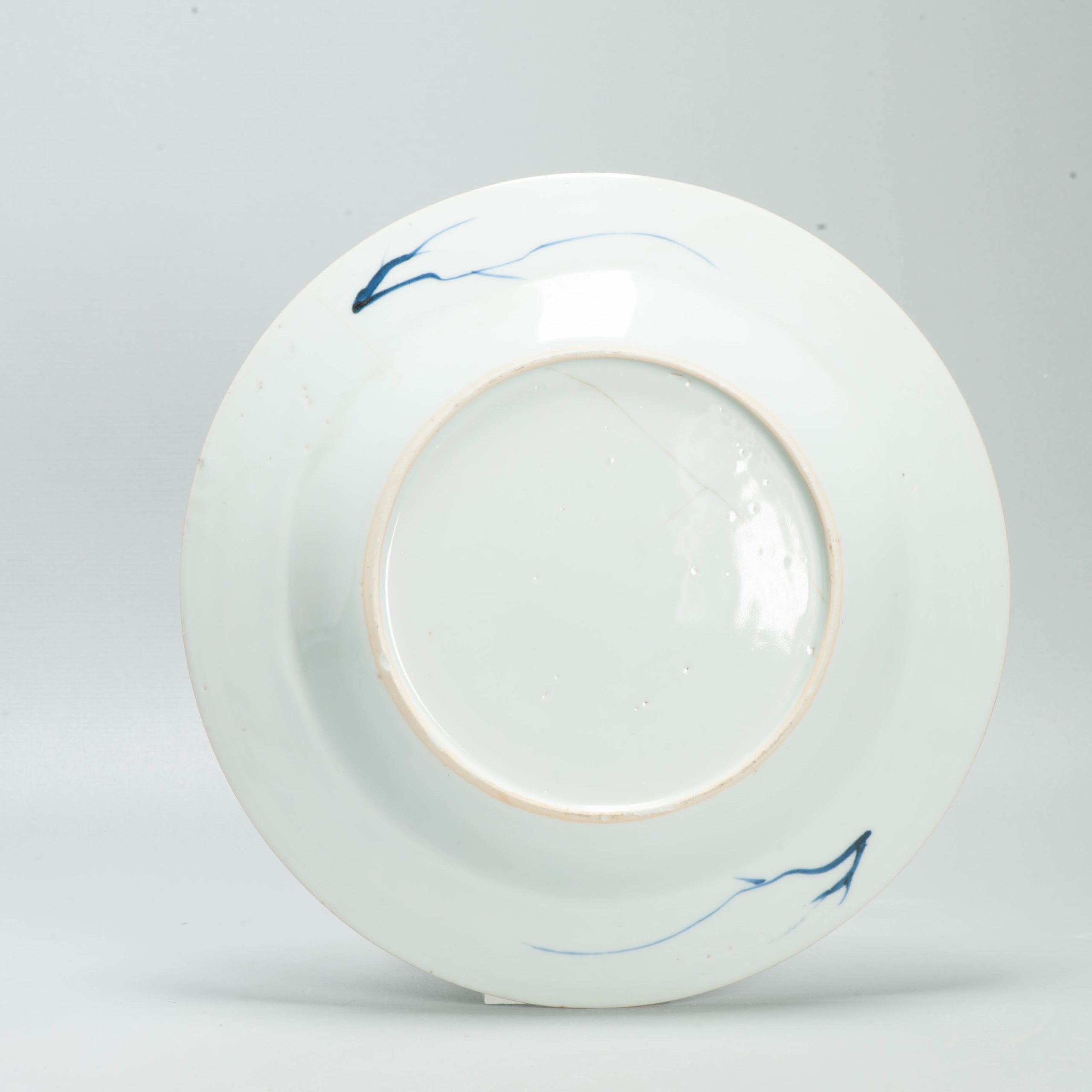 Antique Chinese Kangxi Blue & White Porcelain Plate Floral Scroll Garden c. 1700 - Image 2