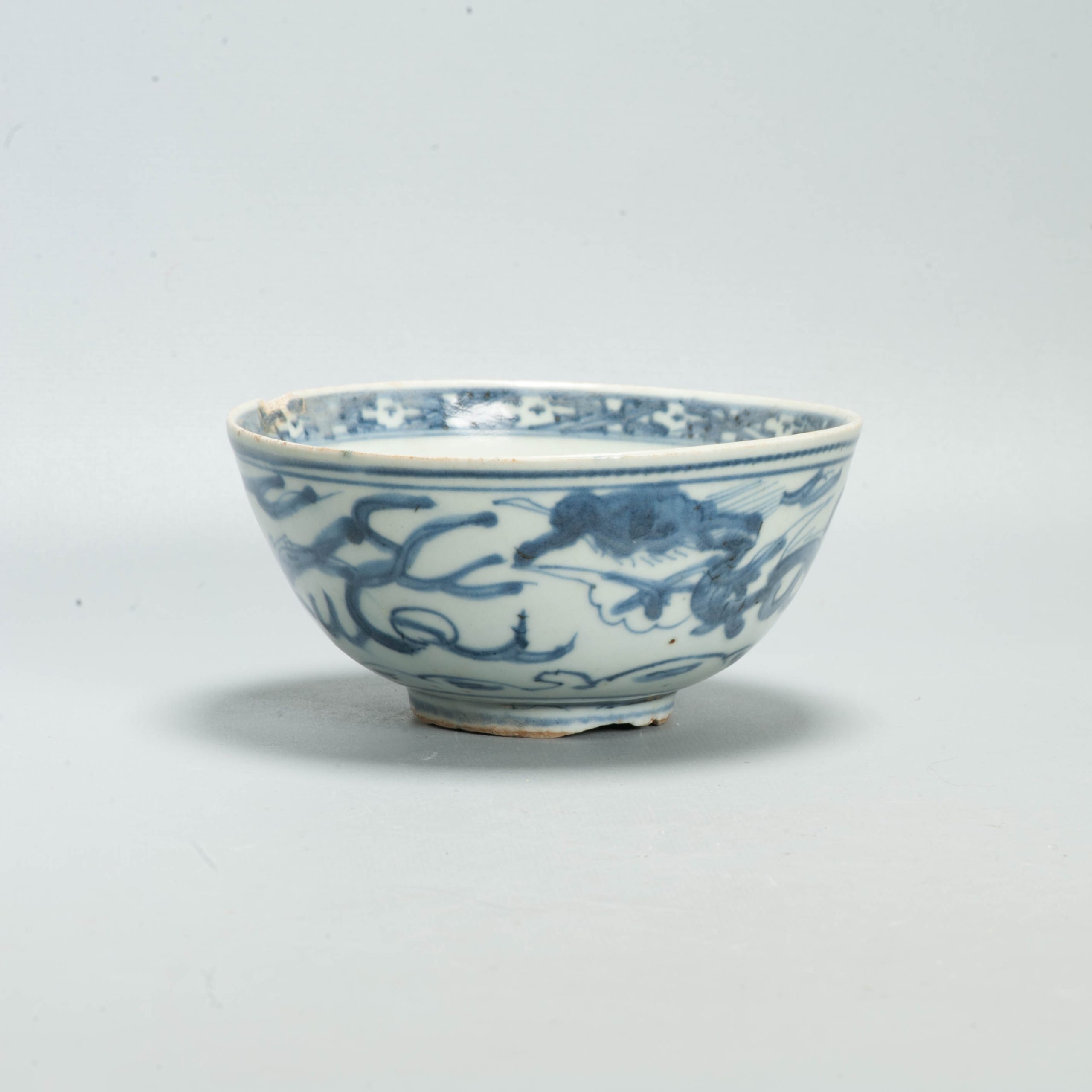 Antique Chinese Ming Porcelain Blue White Dragon Bowl Wanli Tianqi Period - Image 7