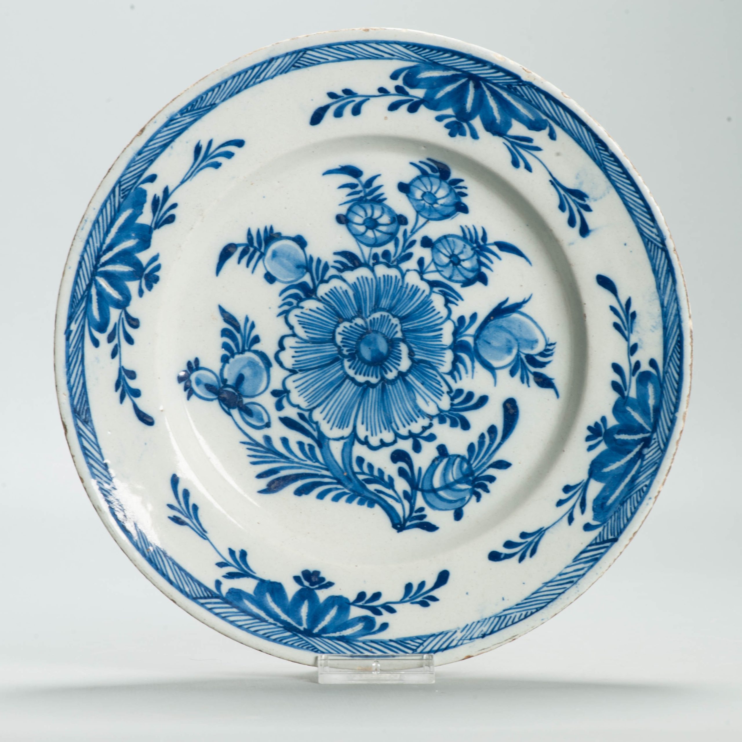 Antique Floral Beautifull Delftware plate 18th century Delft Rare