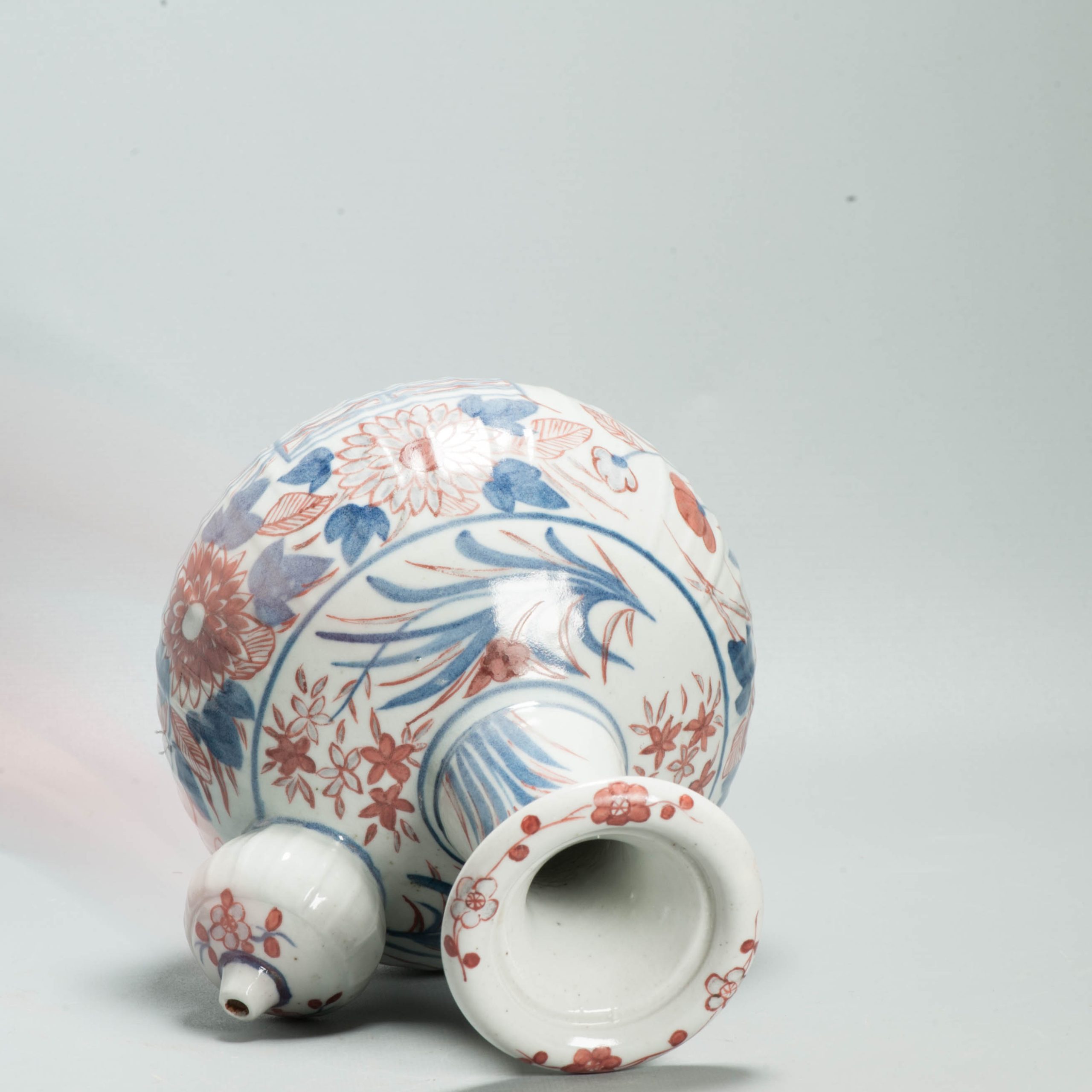 Antique 17C Japanese Arita Imari Porcelain Kendi Ghendi Floral Edo Period Vase - 图片 3