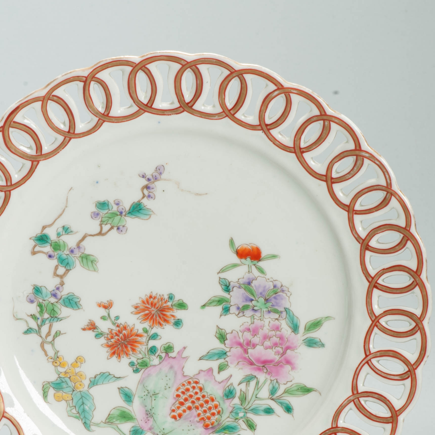 3 Antique Porcelain Plates Japanese Chinese & French Samson Famille Rose 18/19C - Image 5