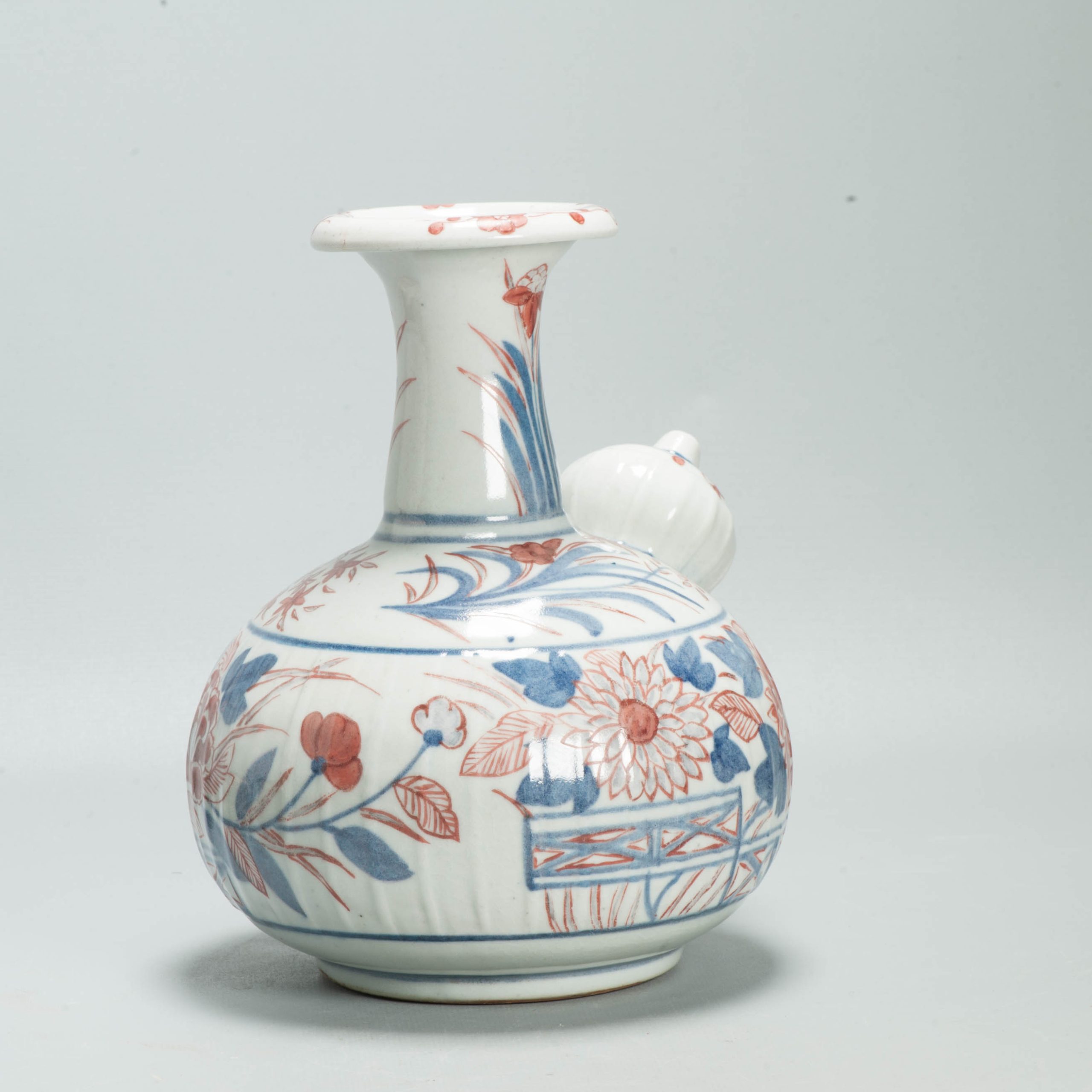 Antique 17C Japanese Arita Imari Porcelain Kendi Ghendi Floral Edo Period Vase - 图片 7