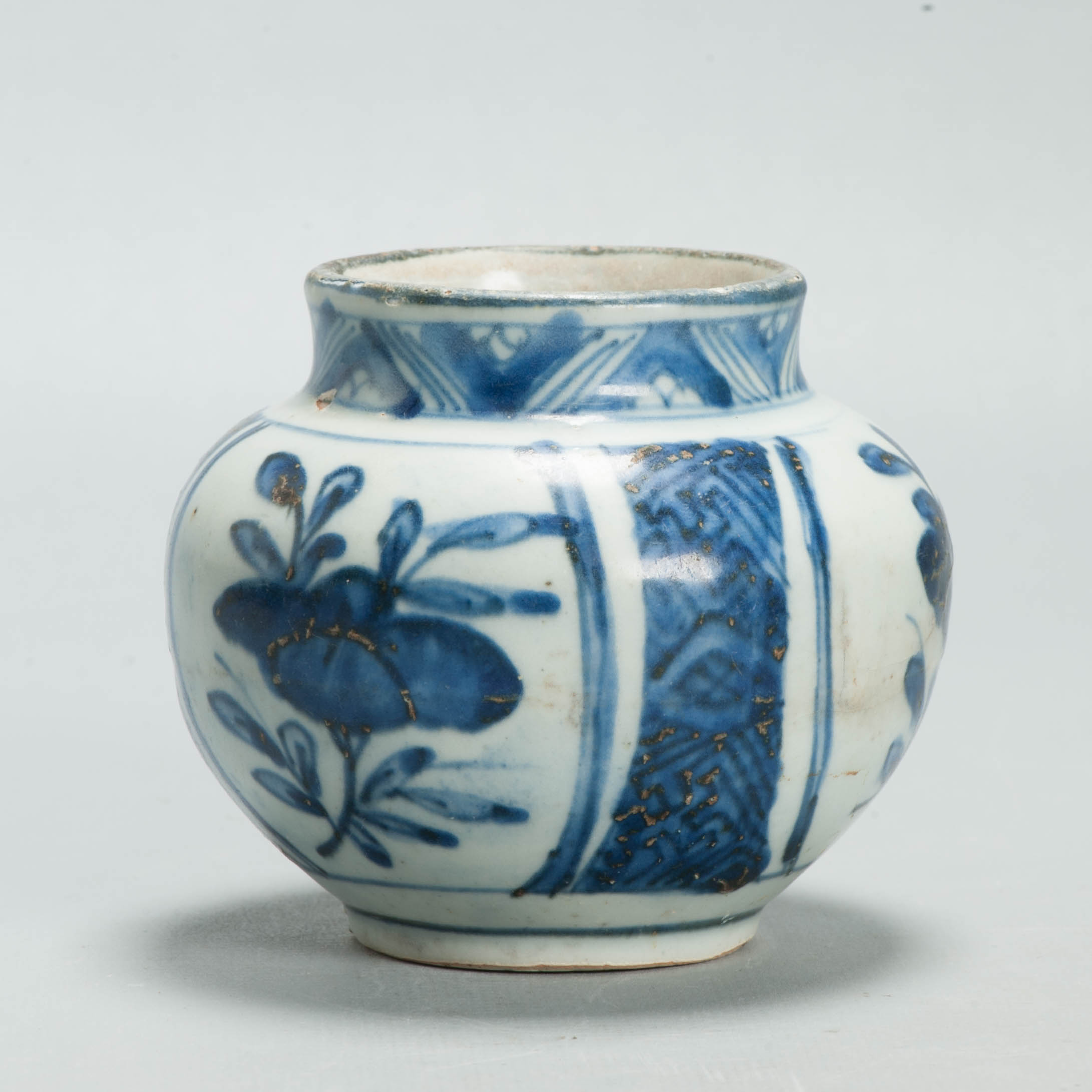 Antique Chinese Ming Kraak Blue White Porcelain Floral Jar Wanli Era c.1600–1640 - 图片 13