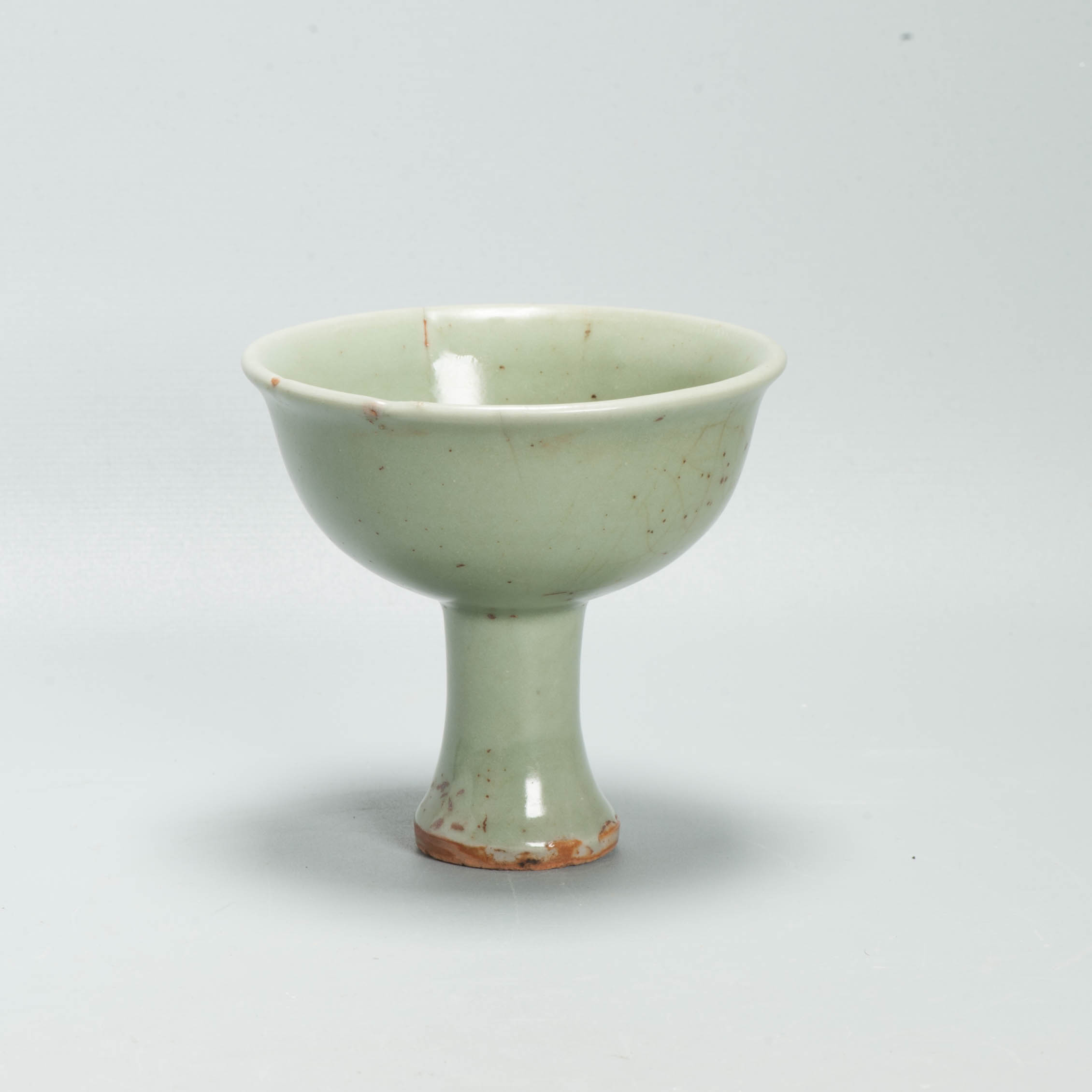 Antique Chinese Yuan or Ming period Celadon Longquan Stem Cup Ming - Image 5