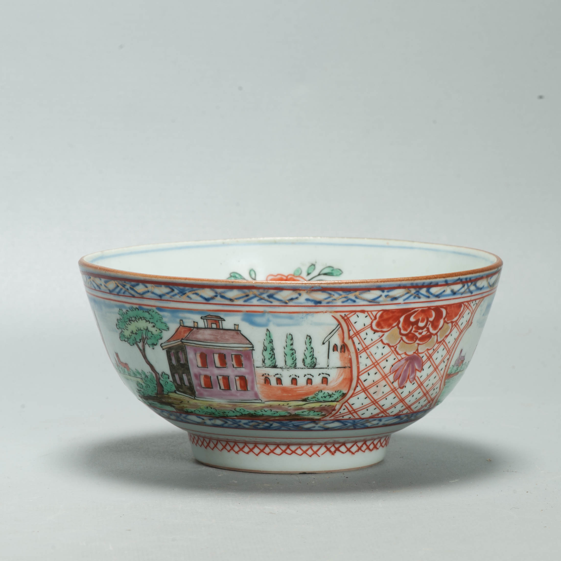 Antique Dutch-decorated Chinese Landscape Topography Bowl, circa 1730-1740 - Image 17
