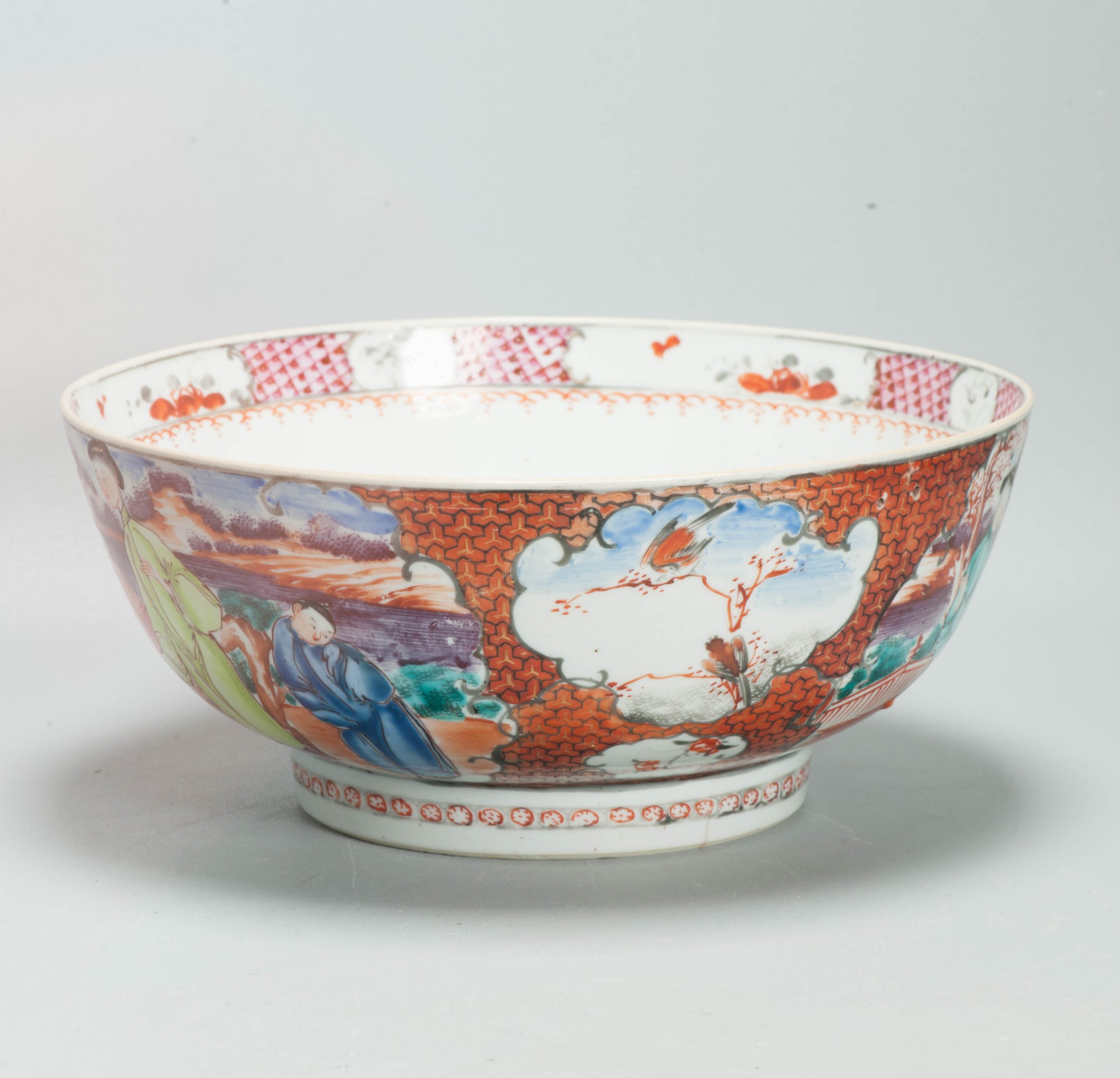 Antique Chinese Qianlong Famille Rose Porcelain Bowl Mandarin Scene 18th Century - Image 5