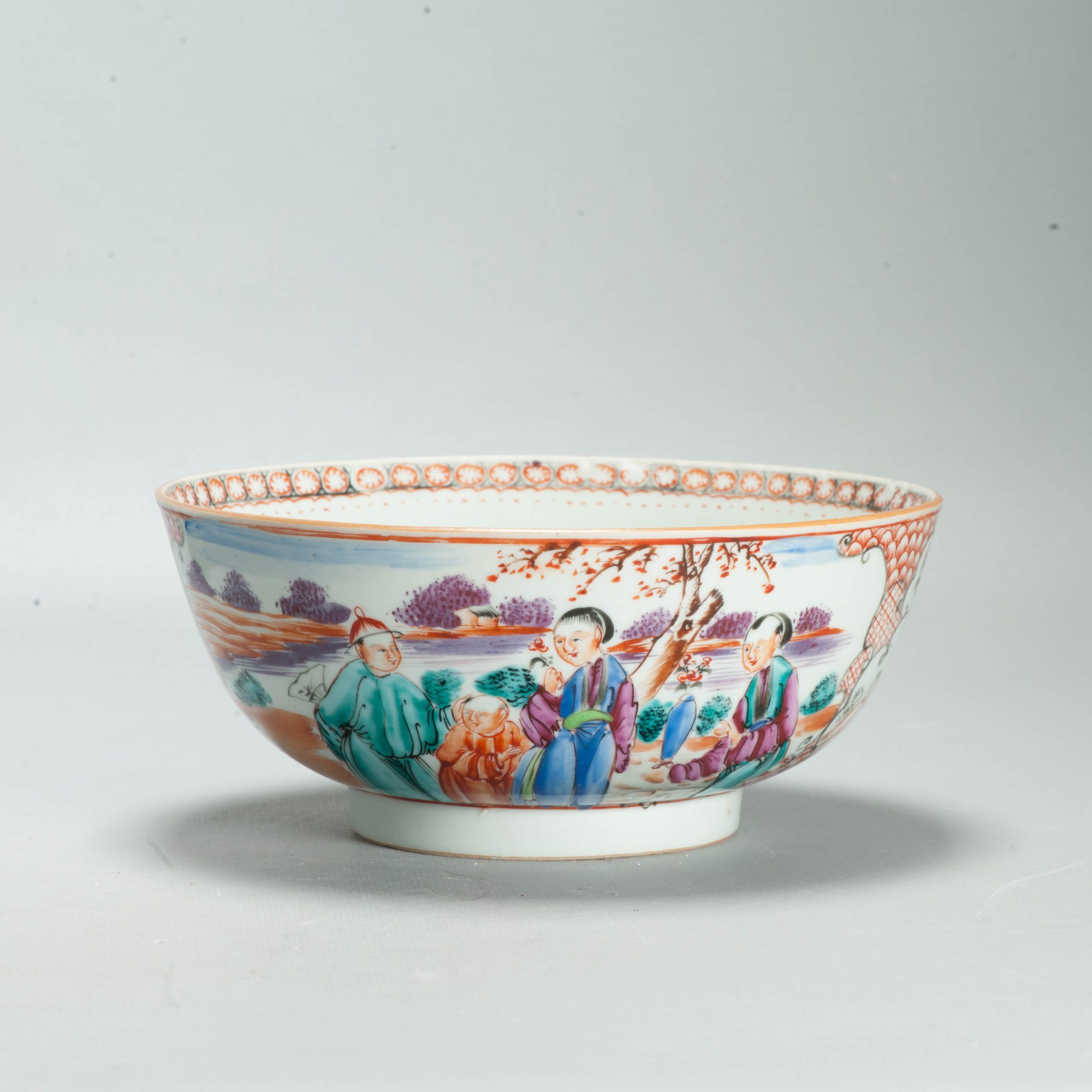 Antique 1740-1750 Chinese Porcelain Bowl China Figural Rose Qianlong Period - Image 7
