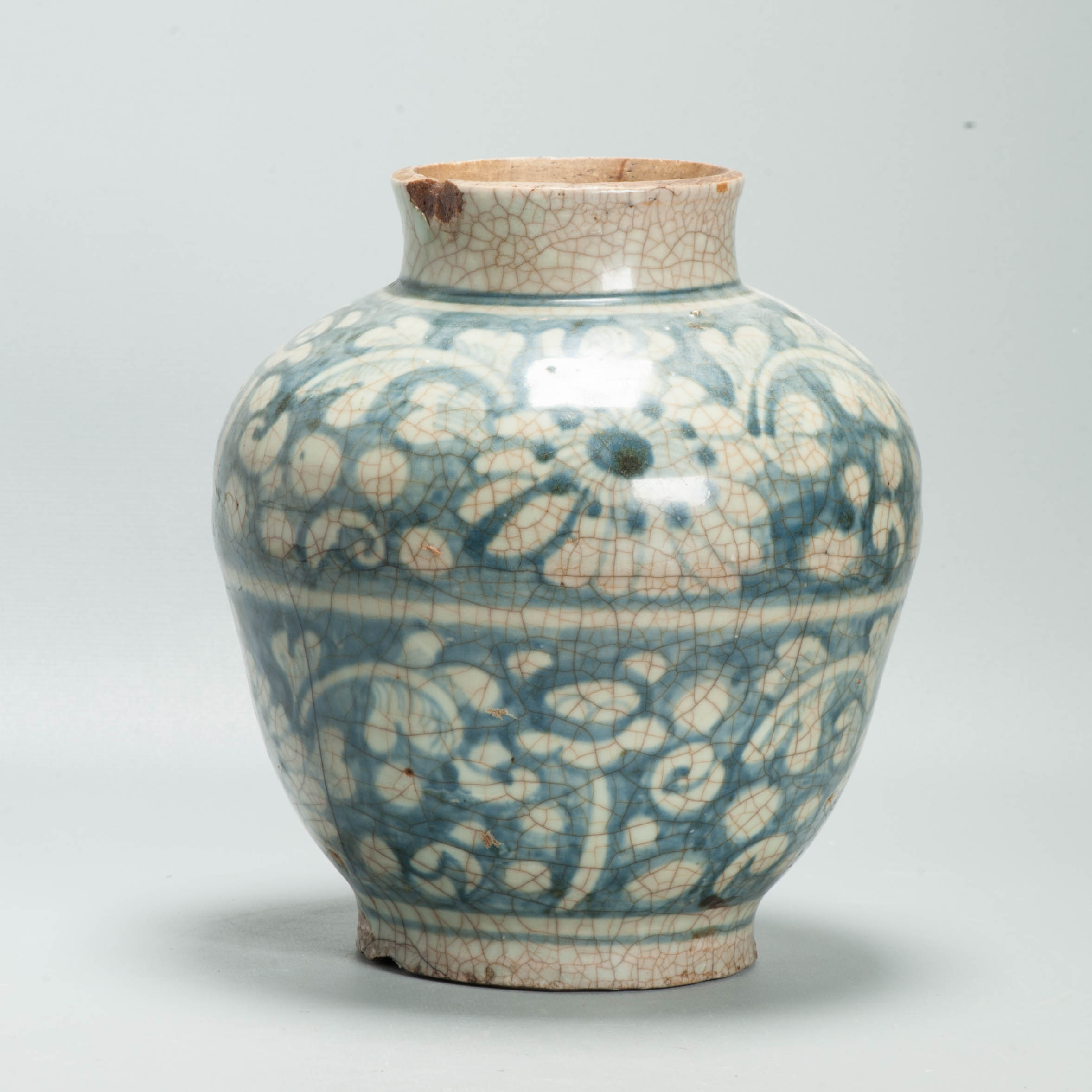 Antique Chinese Zhangzhou Swatow Blue White Porcelain Jar Ming 16th 17th Century - Image 3