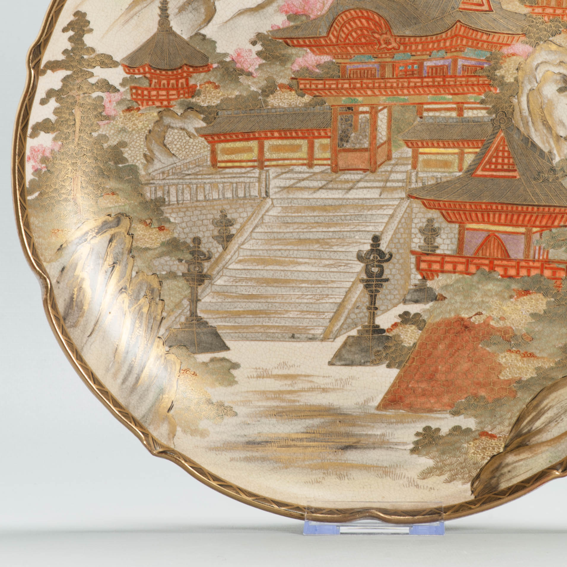 Antique Japanese Satsuma Charger 31cm Meiji Period Figural Plate Gilt Decoration - Image 15
