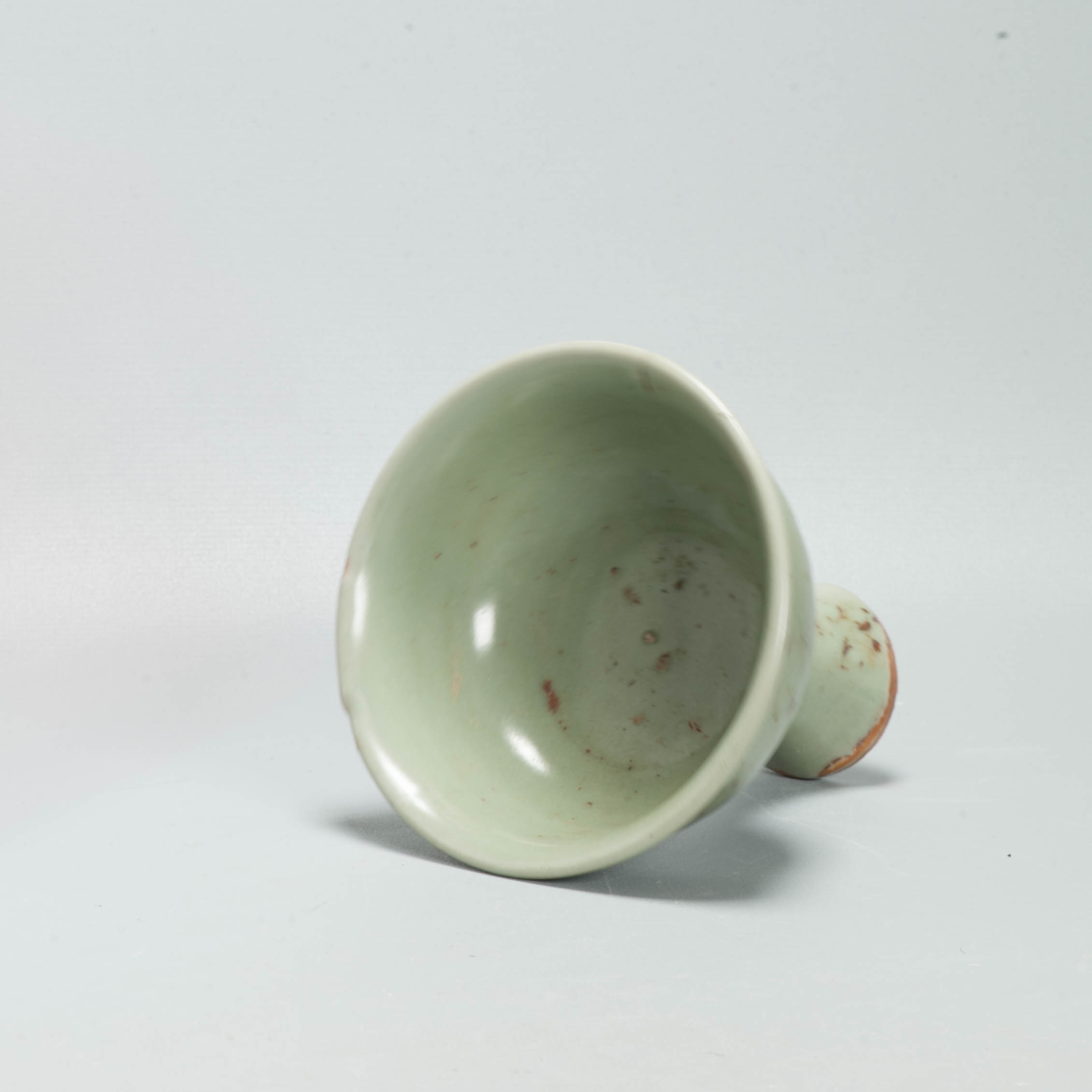 Antique Chinese Yuan or Ming period Celadon Longquan Stem Cup Ming - Image 10